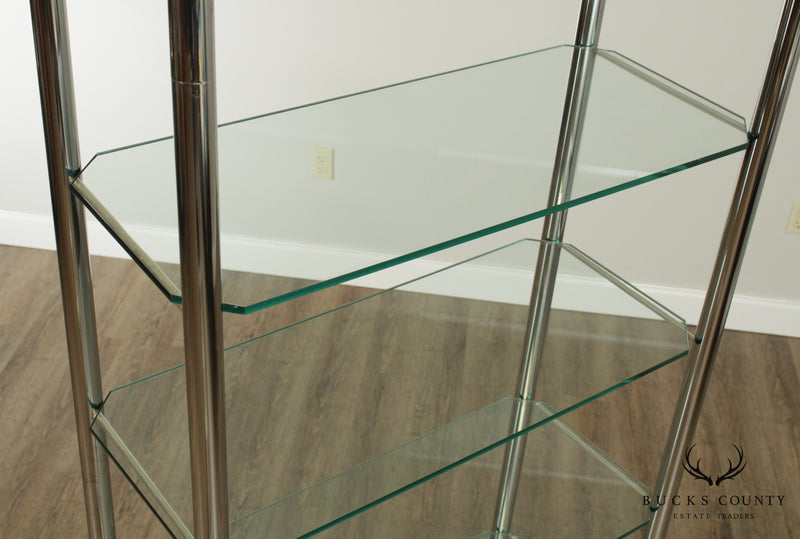 Mid Century Modern Chrome & Glass 6 Tier Etagere, Shelf