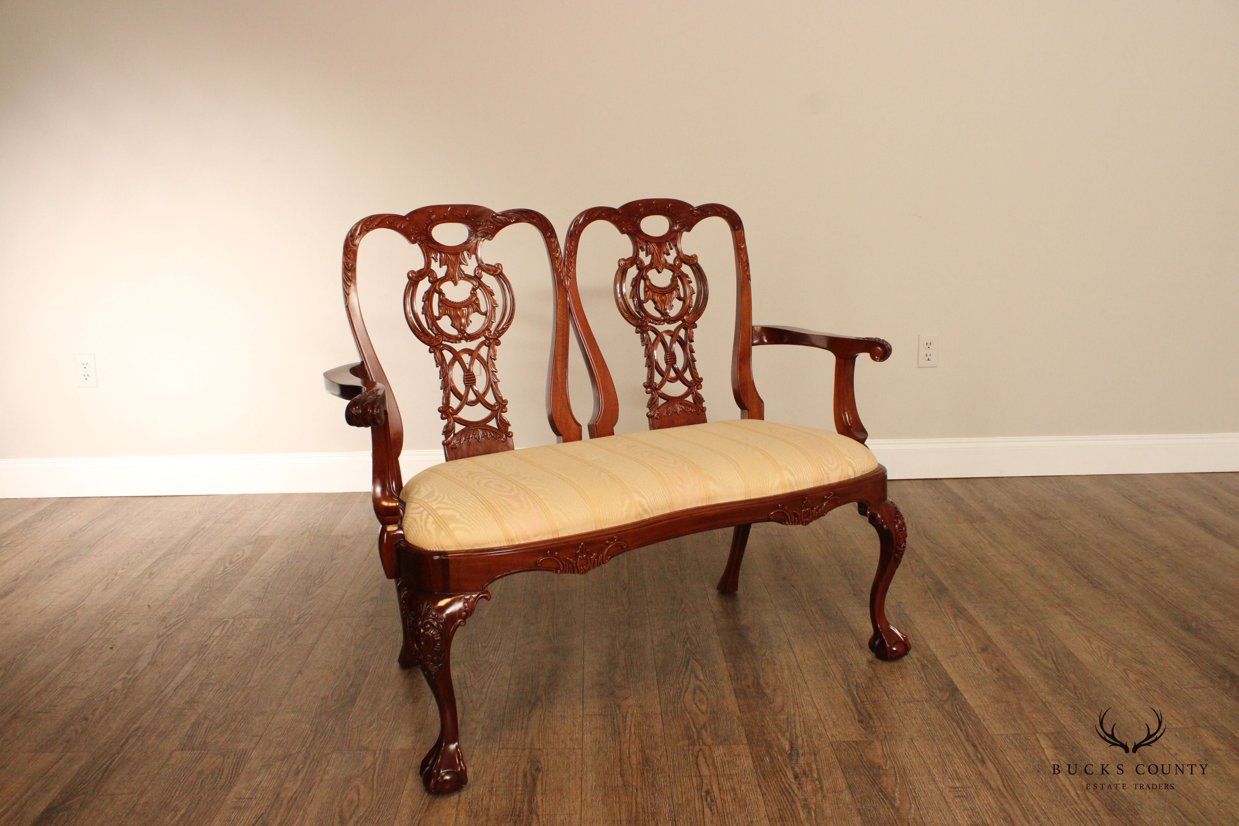 Chippendale Style Carved Mahogany Settee