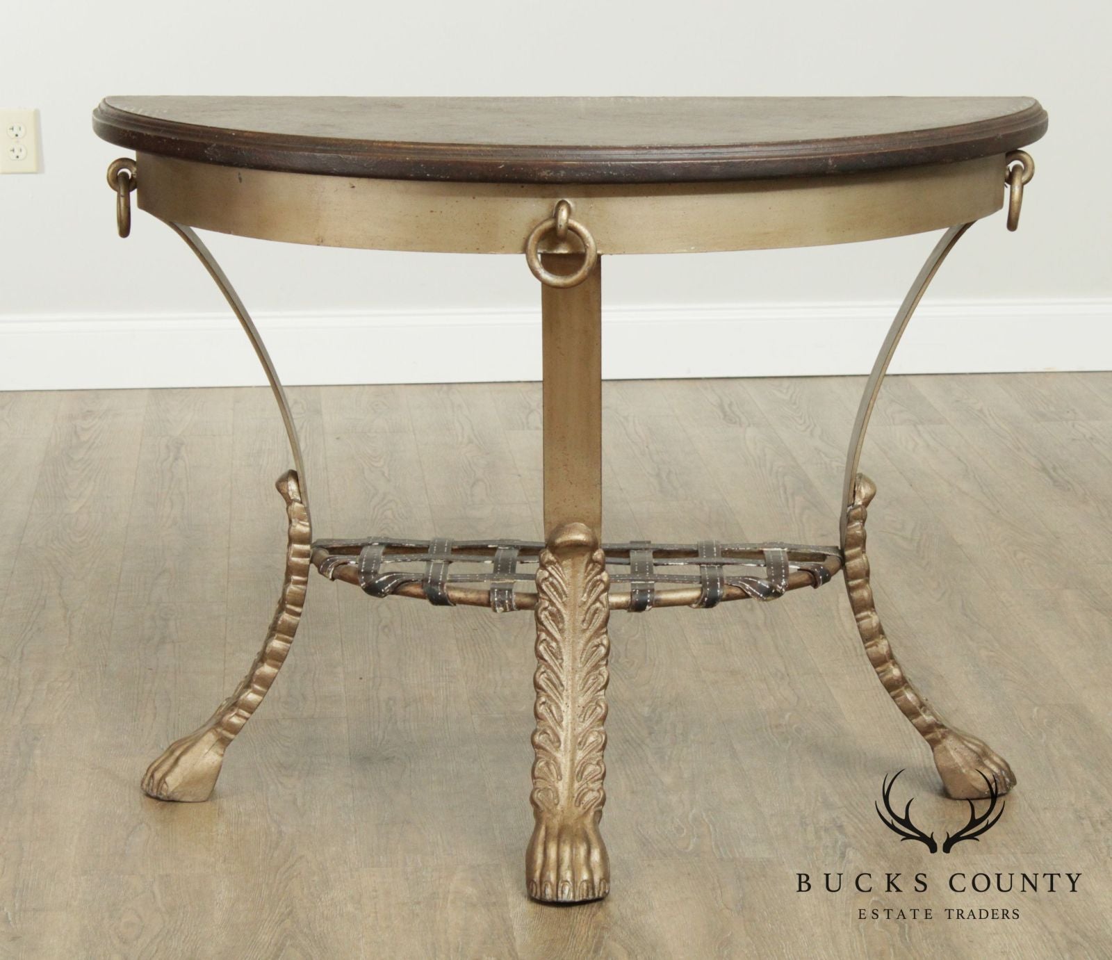 Iron Base Neo-Classical Style Demilune Console Table