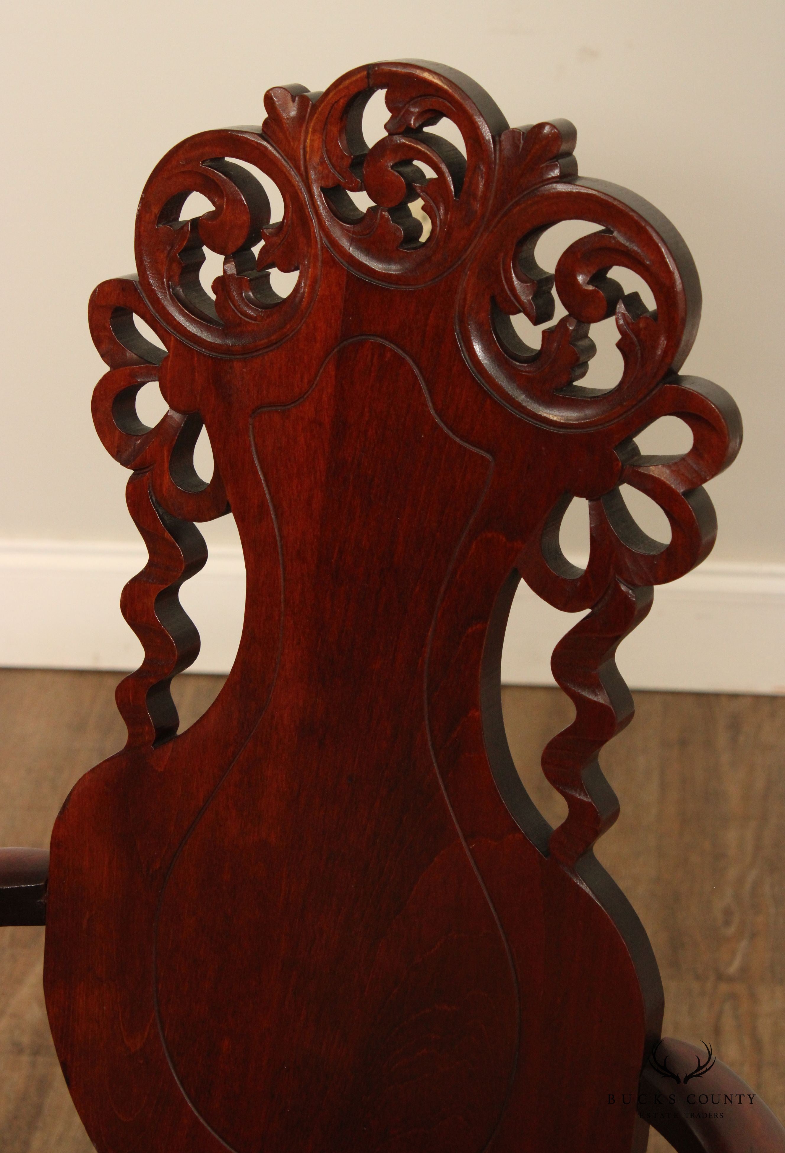 Antique Art Nouveau Carved Mahogany Armchair