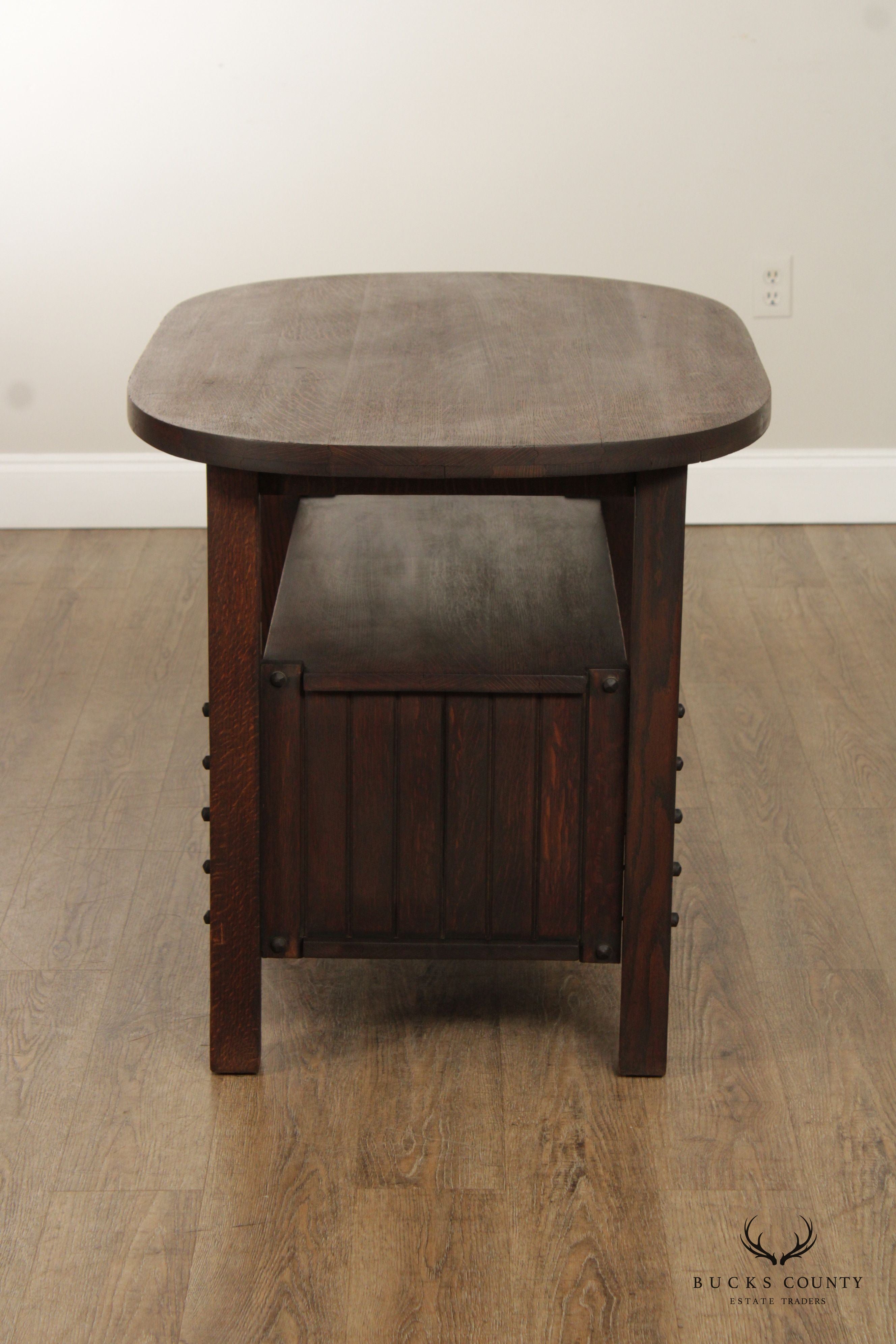 ANTIQUE MISSION OAK LIBRARY TABLE