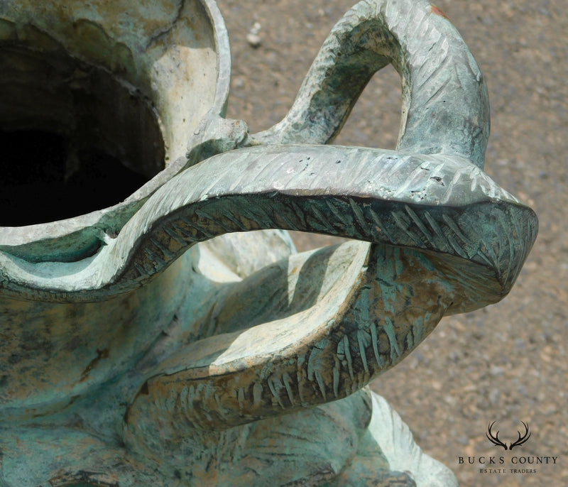 Quality Bronze Serpent Twin Handled Roman Garden Urn