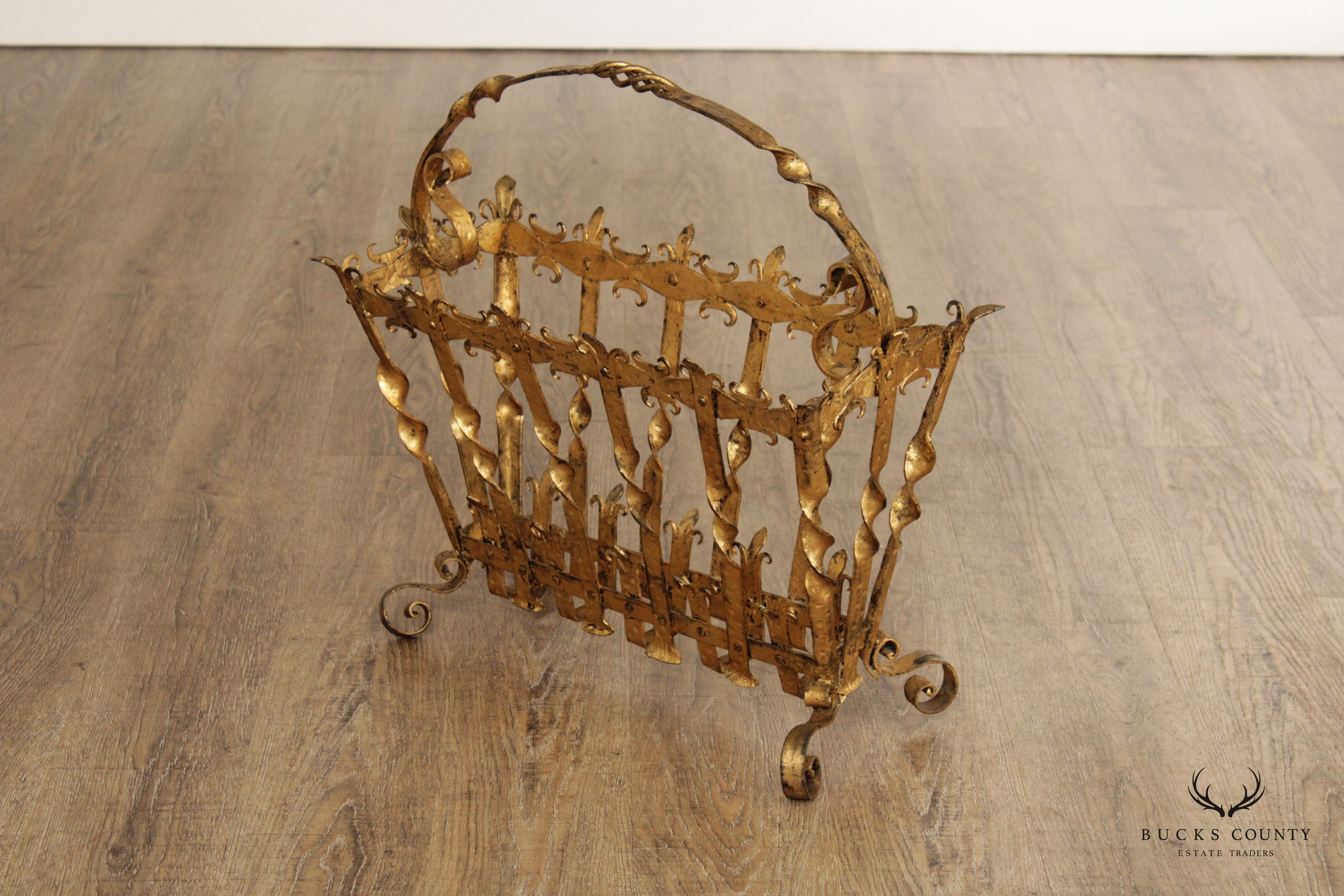 Mid Century Italian Gilt Metal Magazine Holder