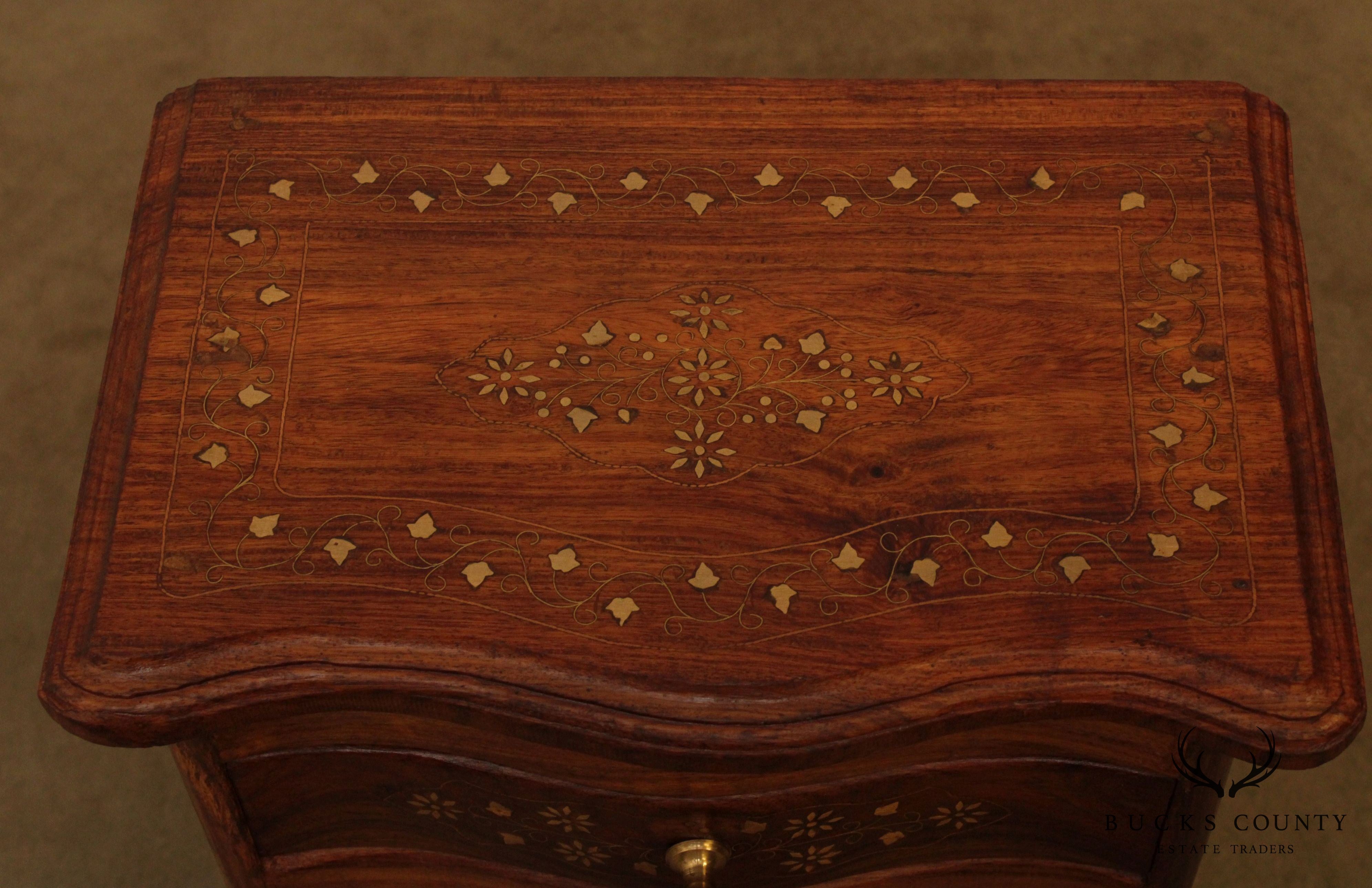 Quality Indian Rosewood Brass Inlaid Narrow 6 Drawer Chest