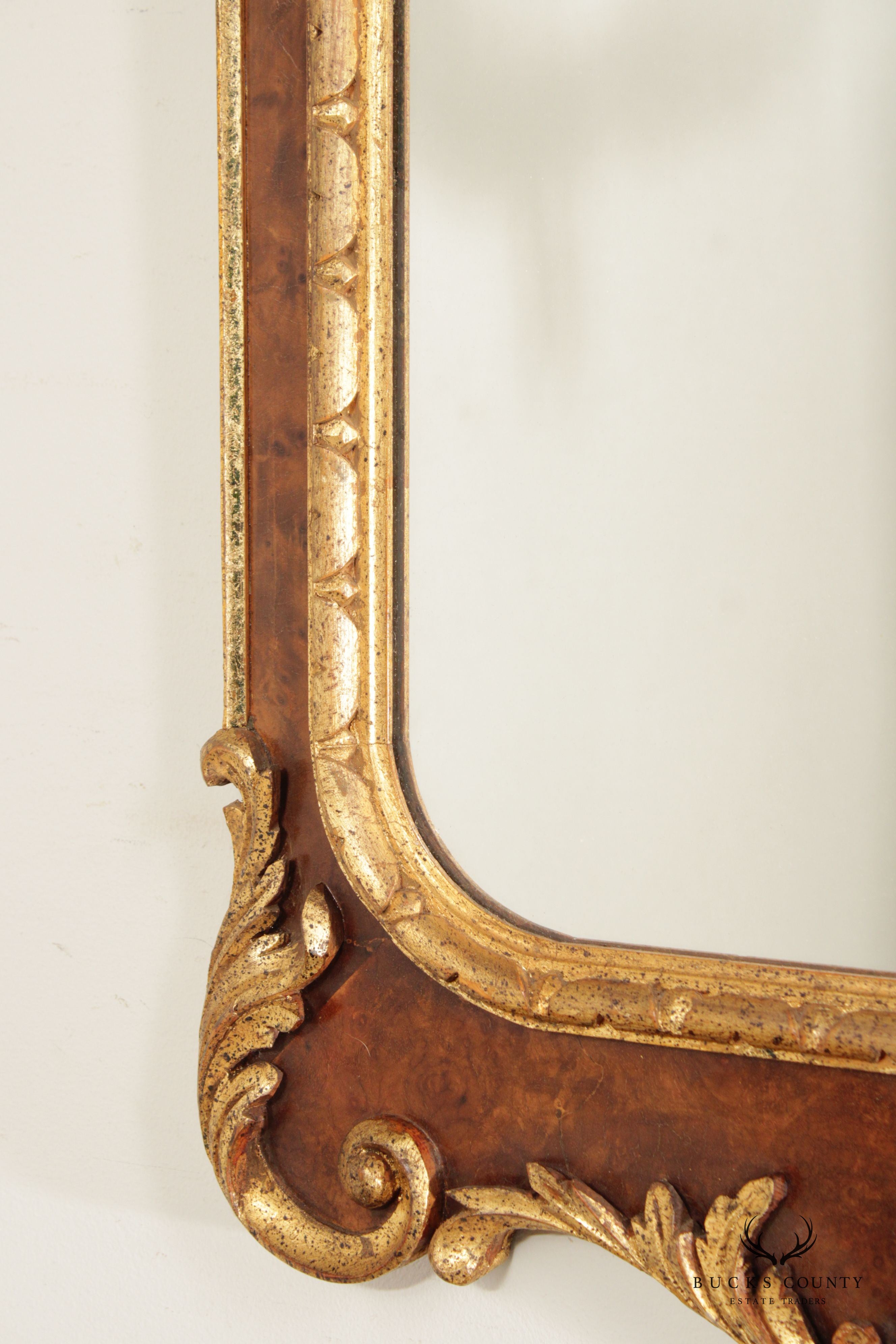 George II Style Parcel Gilt and Burl Walnut Wall Mirror