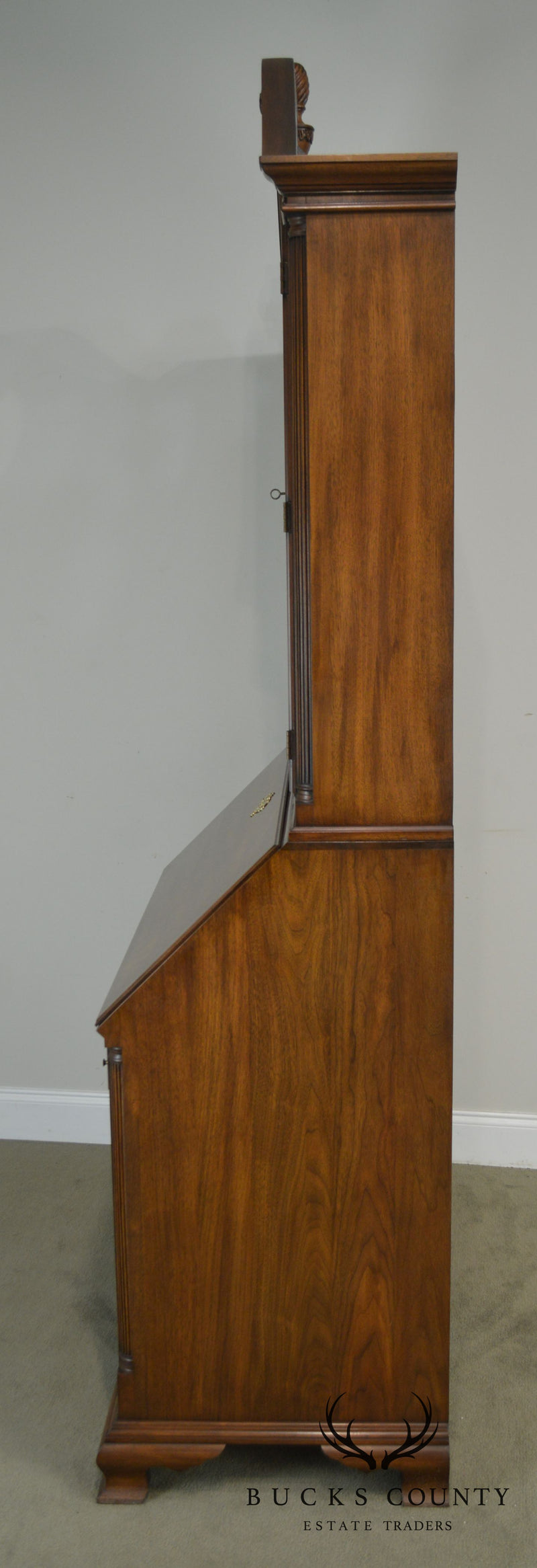 Henkel Harris Chippendale Style Carved Walnut Blind Door Secretary Desk