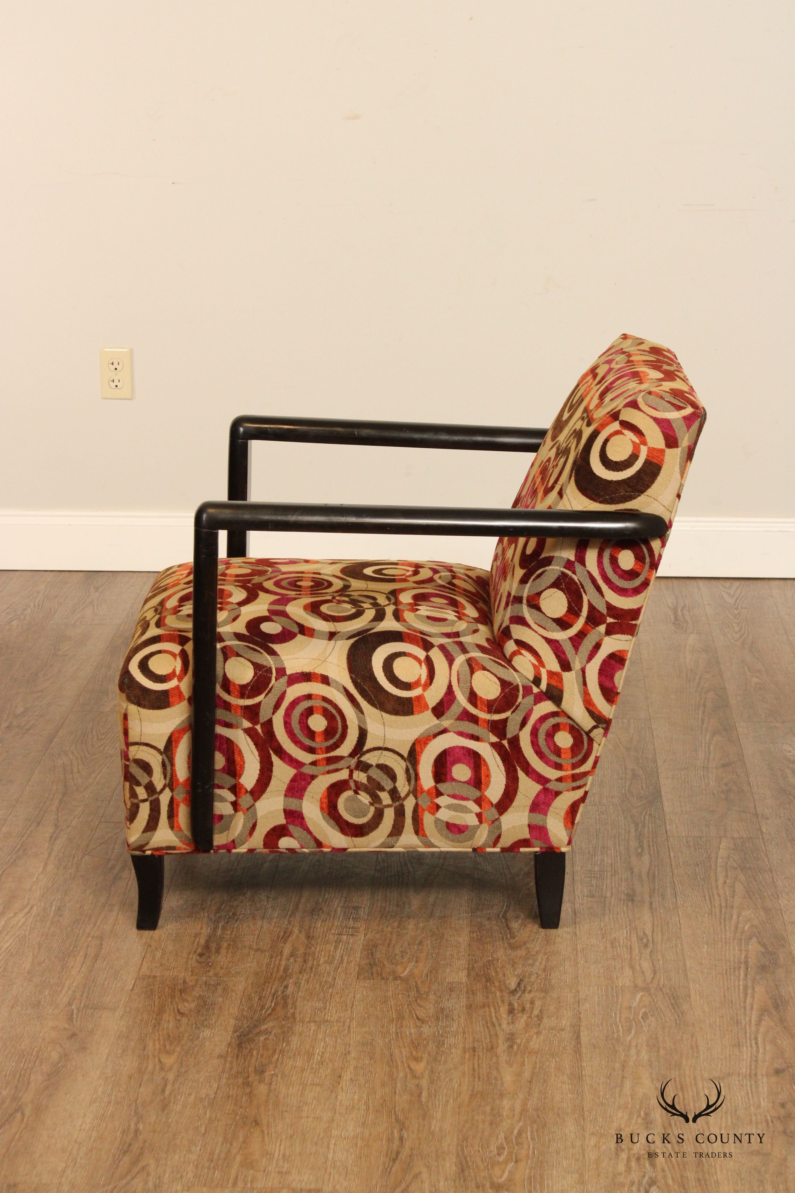 Contemporary Geometric Upholstered Lounge Arm Chair