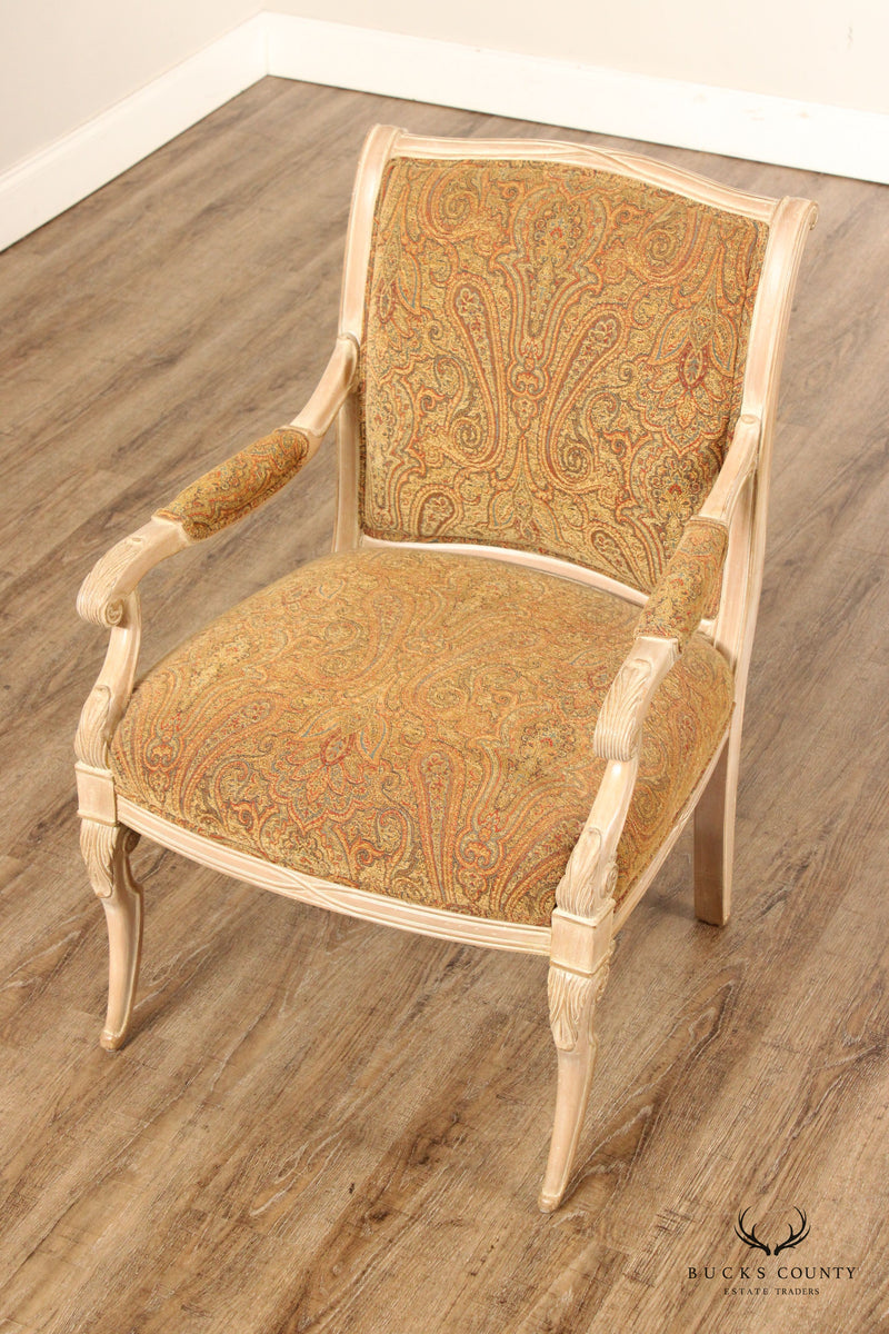 Regency Style Pair of Painted Frame Fauteuil Armchairs