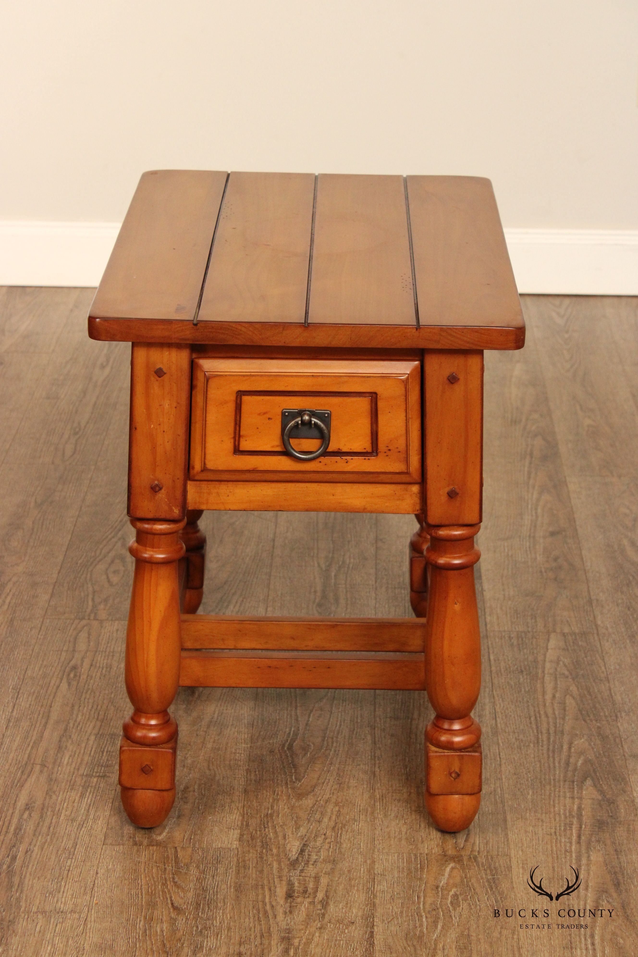 English Traditional Style Pine One-Drawer Side Table or Nightstand