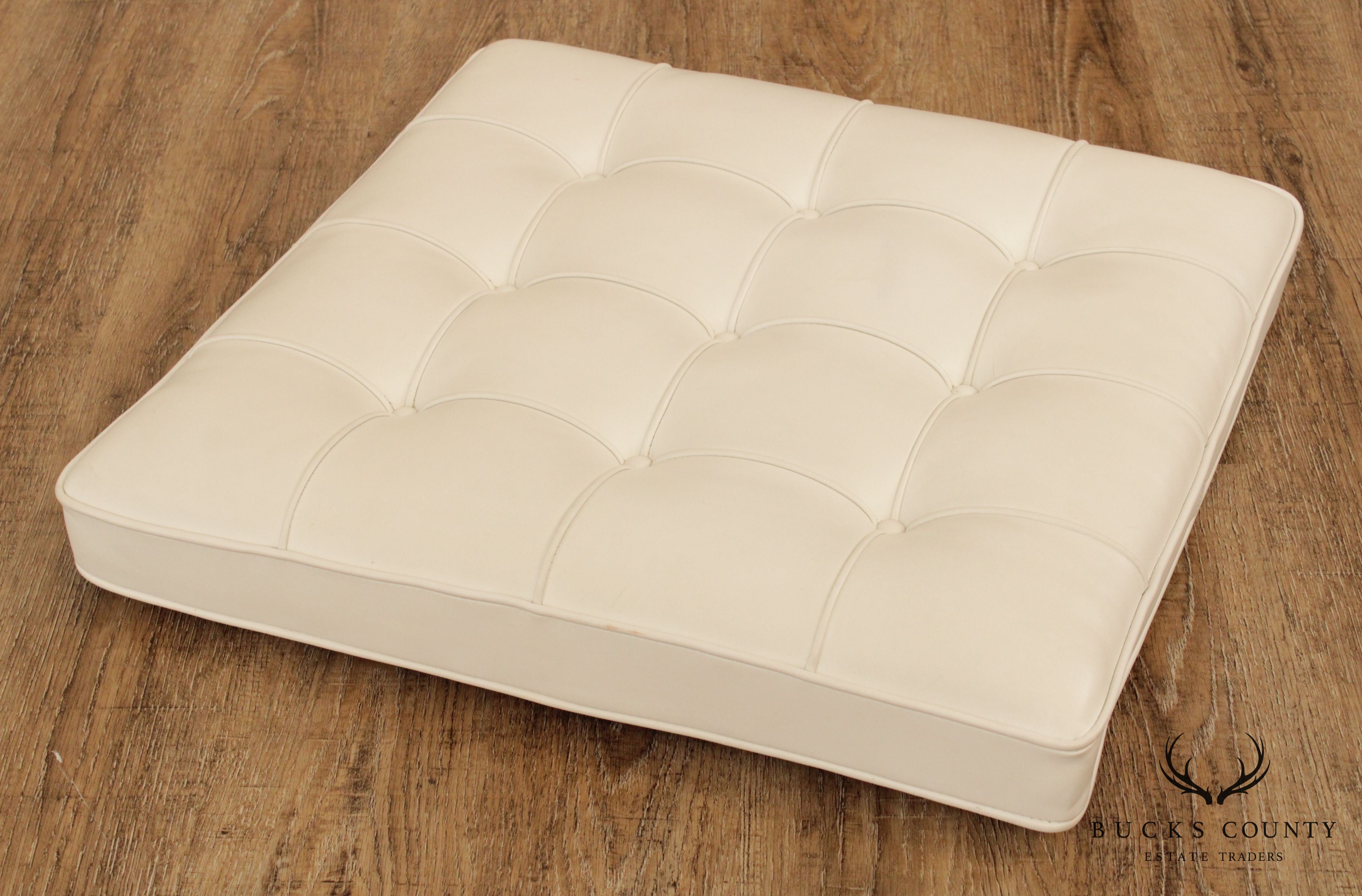 Knoll White Leather Seat Cushion