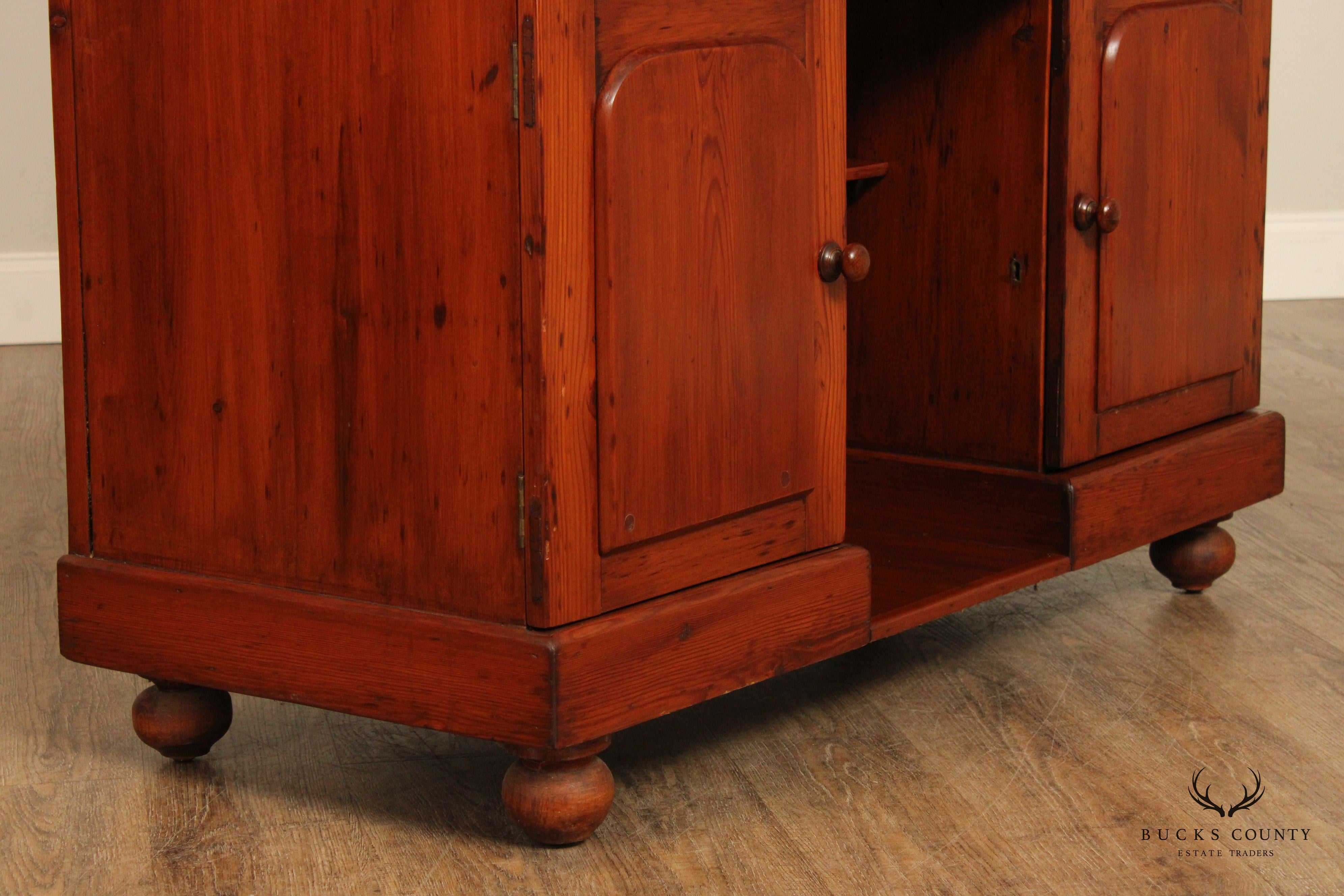 Antique 19th C. Early American Pine Cupboard Hutch