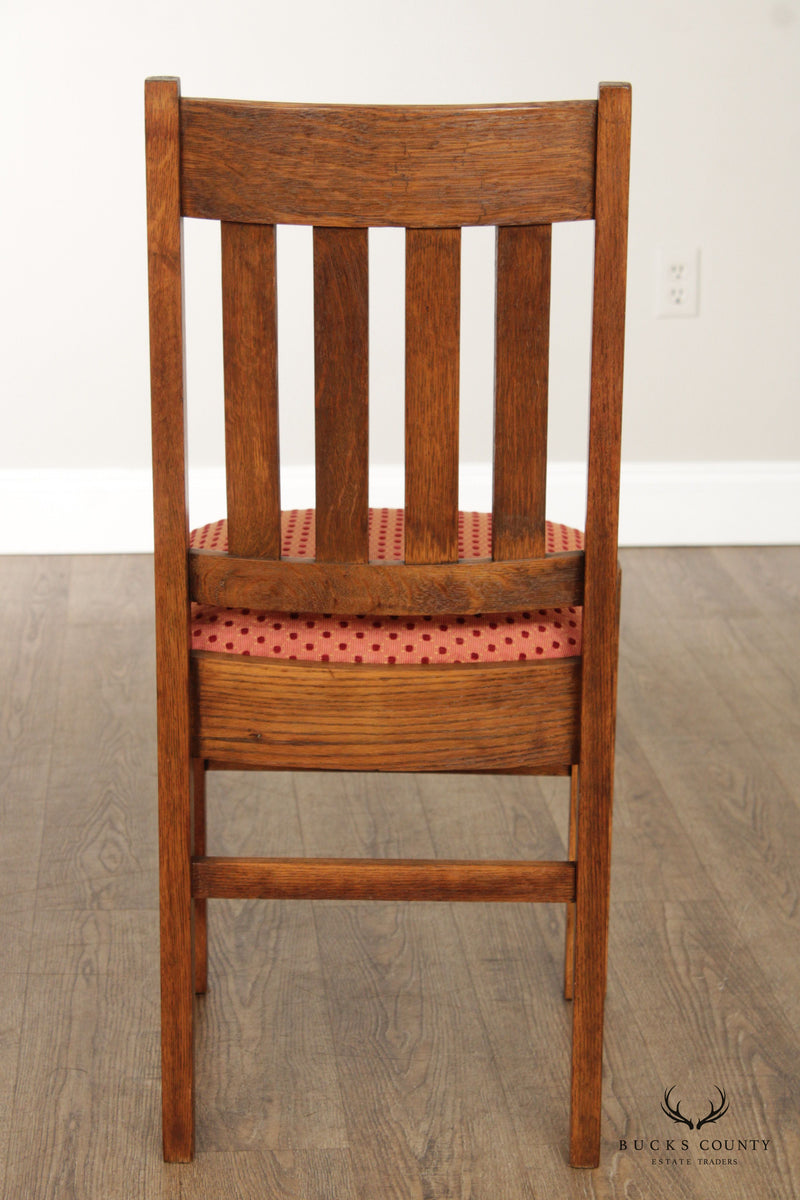 Antique Mission Style Set of Six Oak Dining Chairs