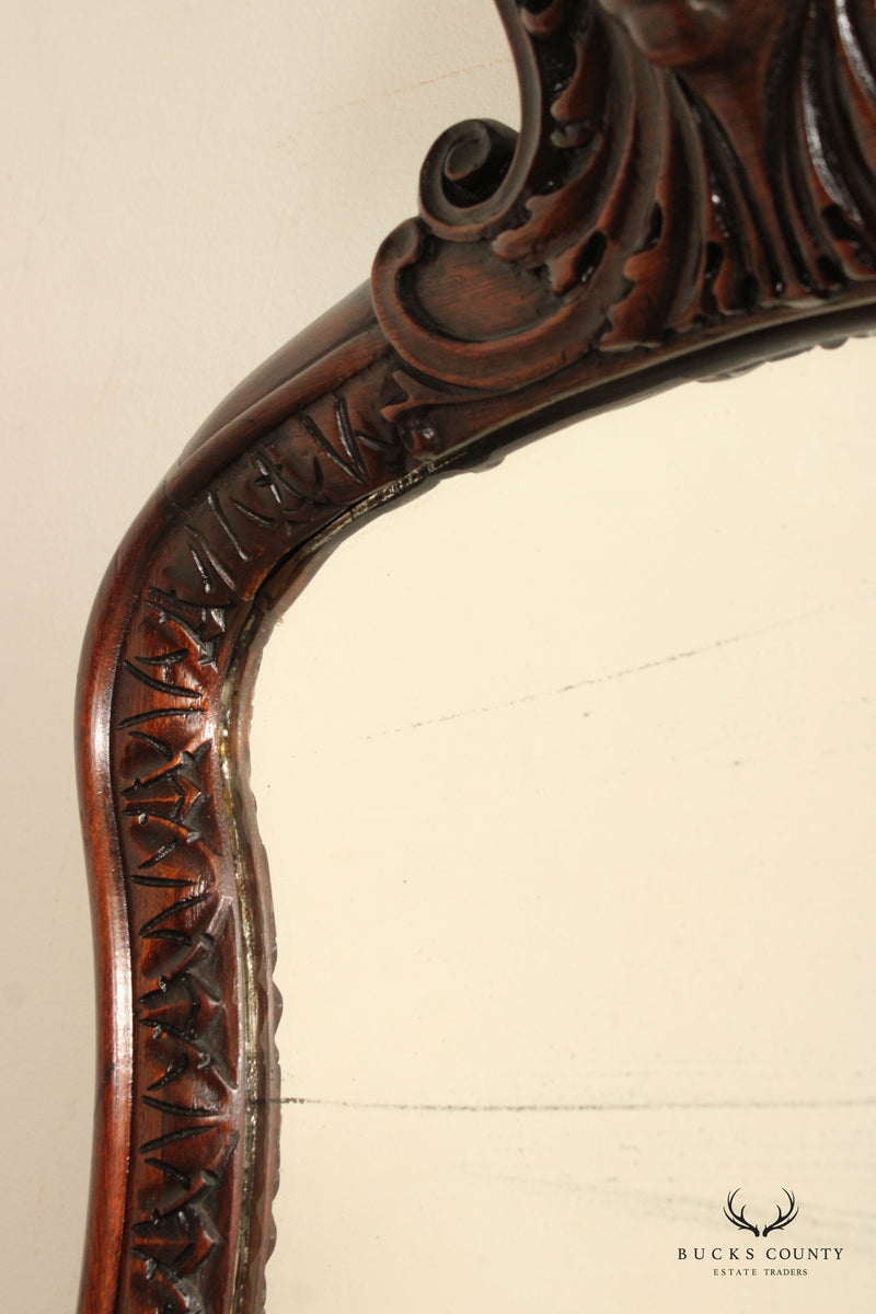 Antique Renaissance Revival Carved Mahogany Wall Mirror