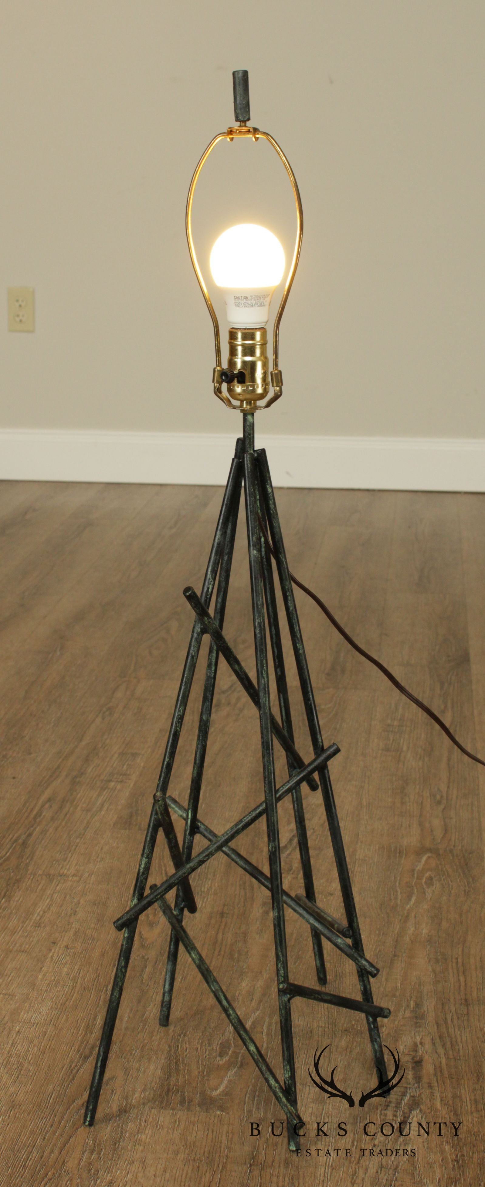 Bronzed Metal Rod Eiffel Tower Style Table Lamp