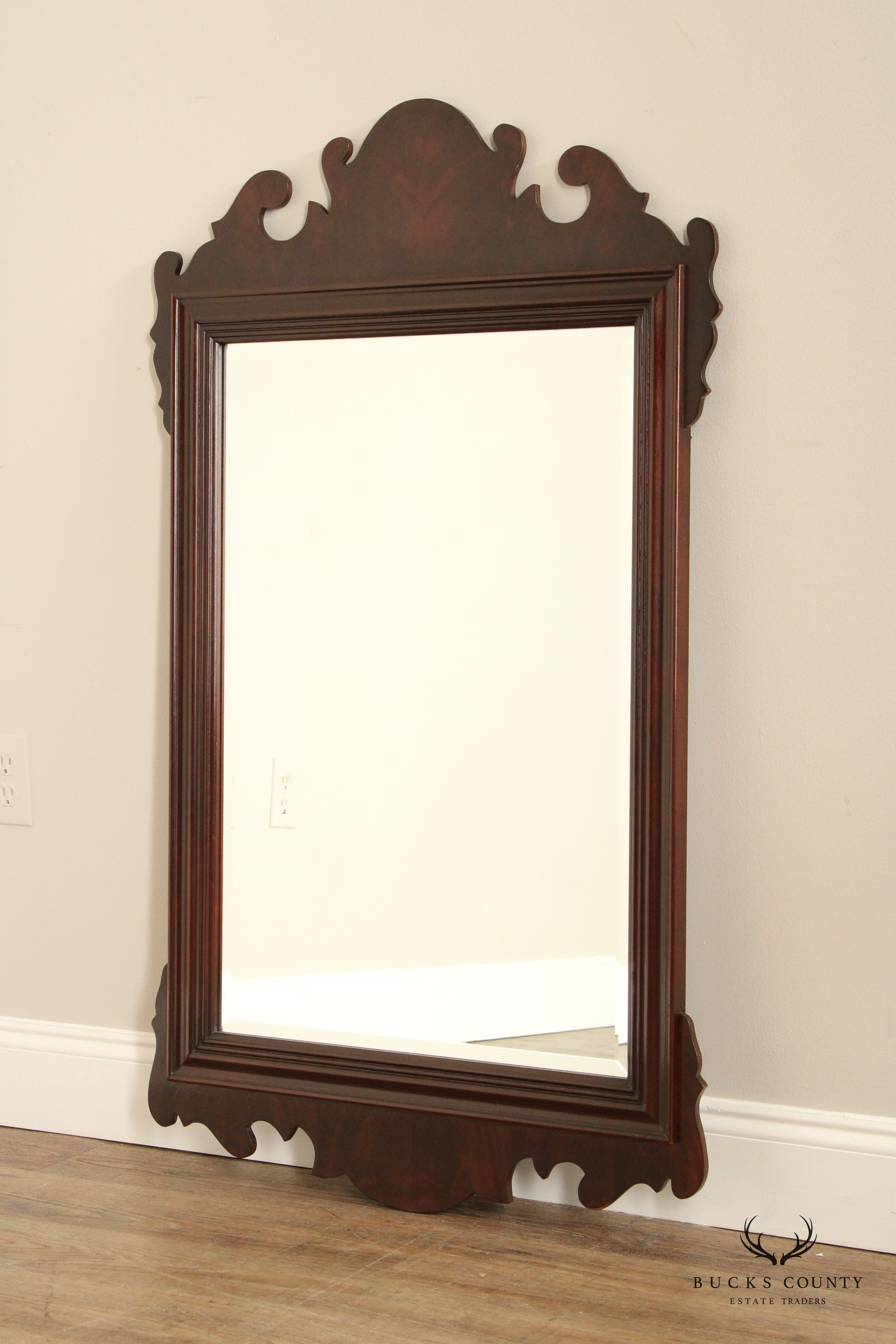 Councill Craftsmen Chippendale Style Mahogany Beveled Wall Mirror