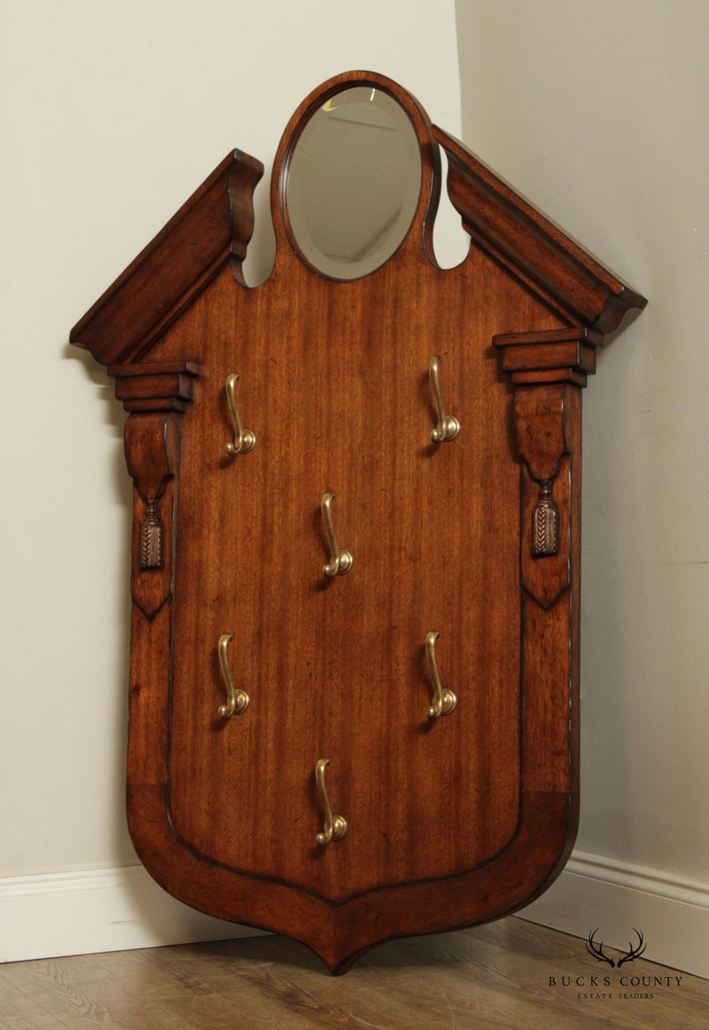 Neoclassical Style Carved Wood Wall-Hanging Hat Rack