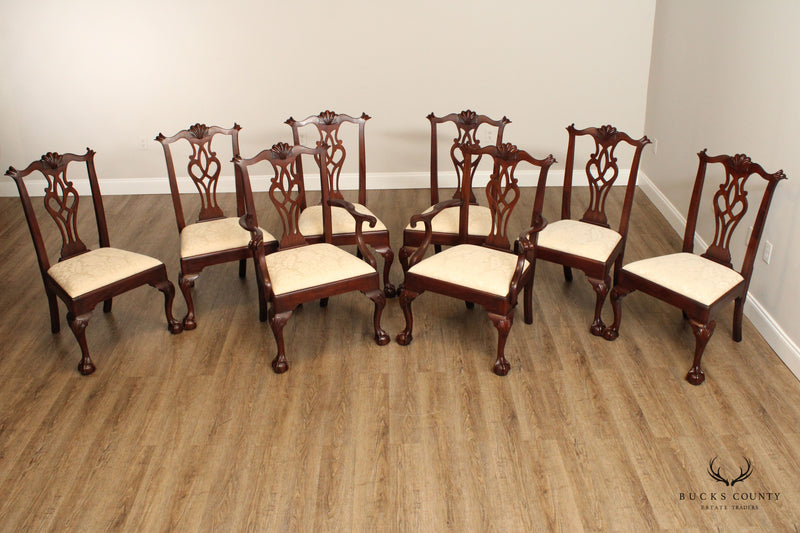 Henkel Harris Chippendale Style Set Of Eight Ball & Claw Mahogany Dining Chairs Model 112