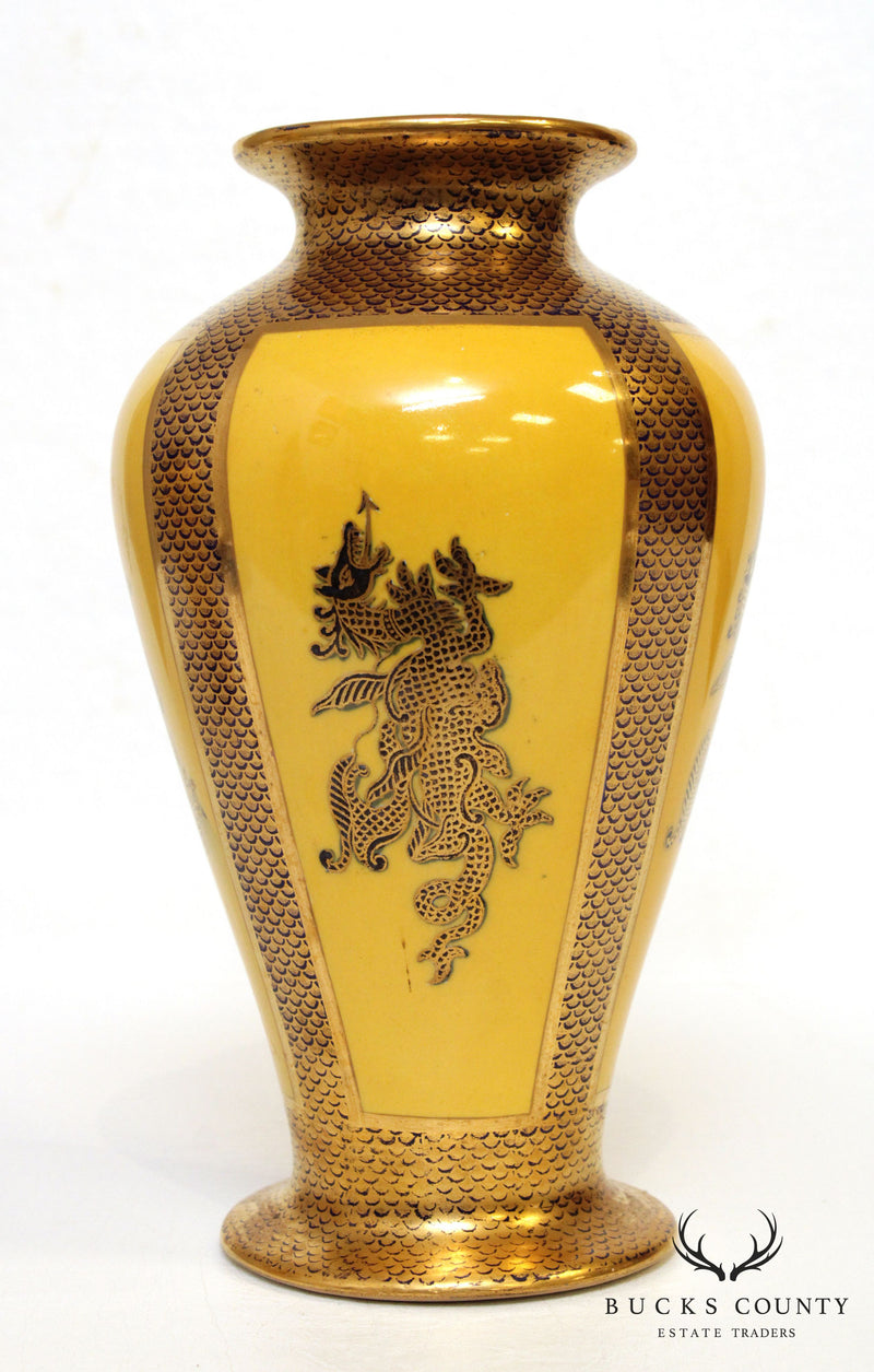 Mason's Yellow & Gold Pair Ironstone China Vases