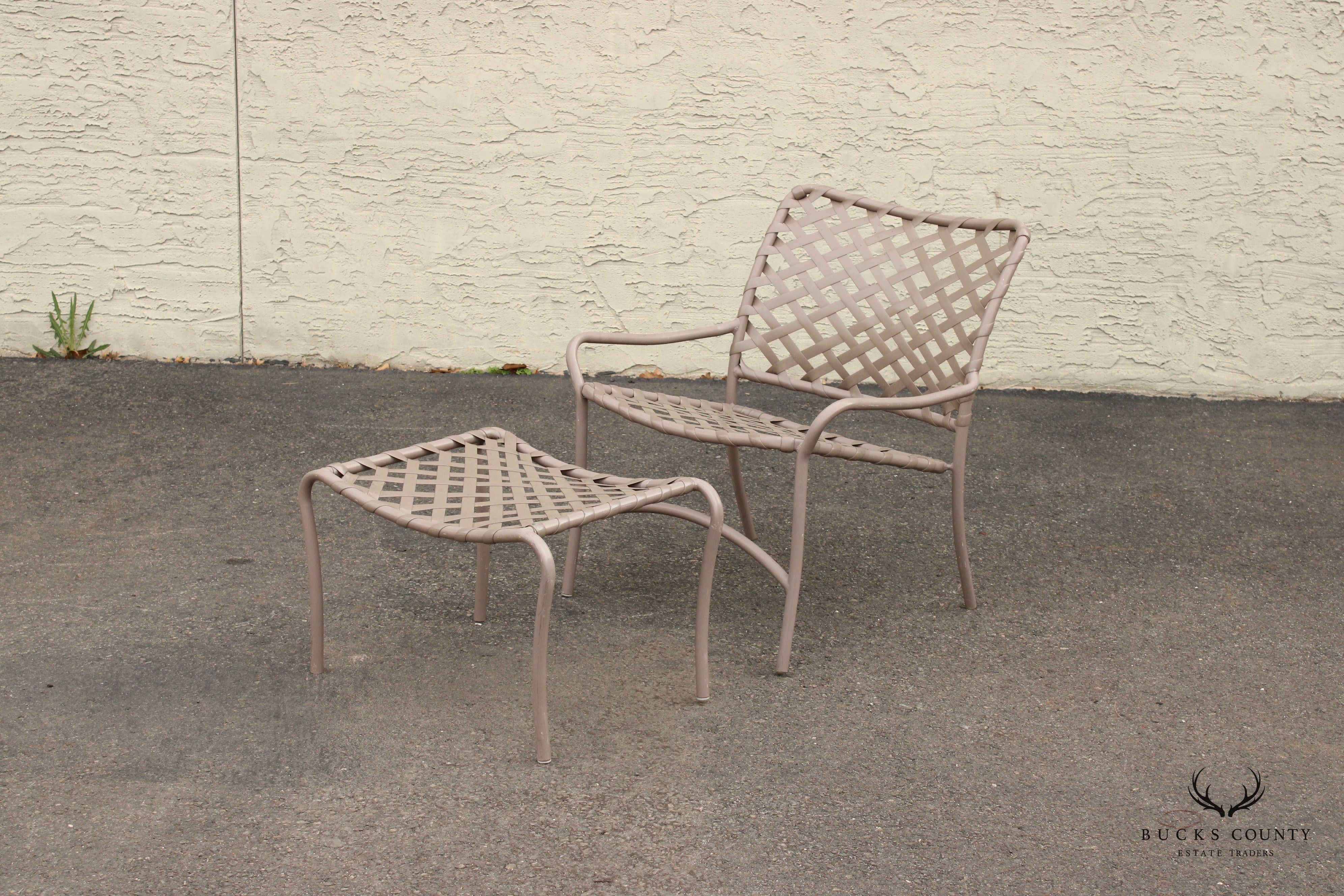 Vintage Outdoor Patio Armchair With Ottoman