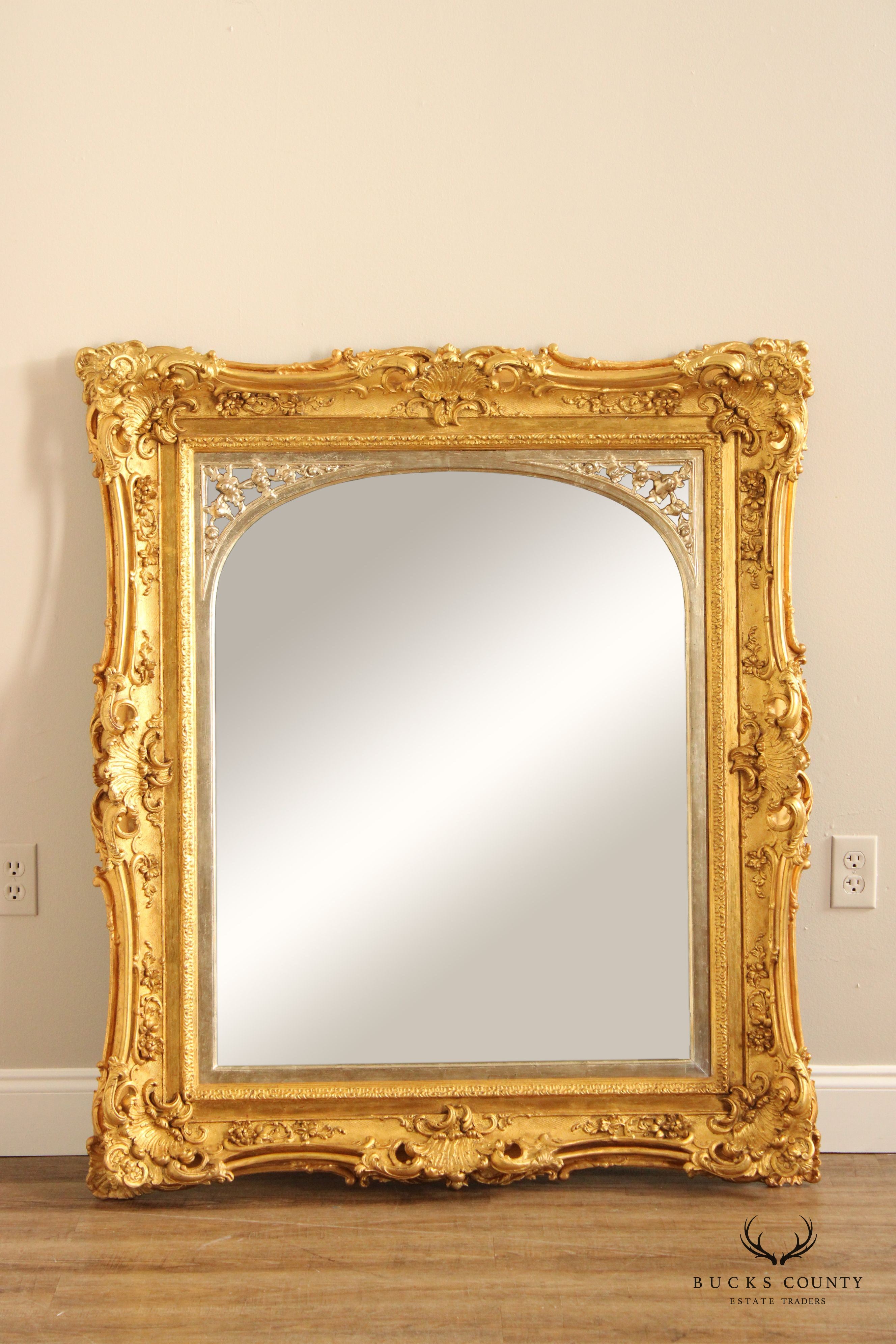 Antique French Baroque Style Giltwood Wall Mirror