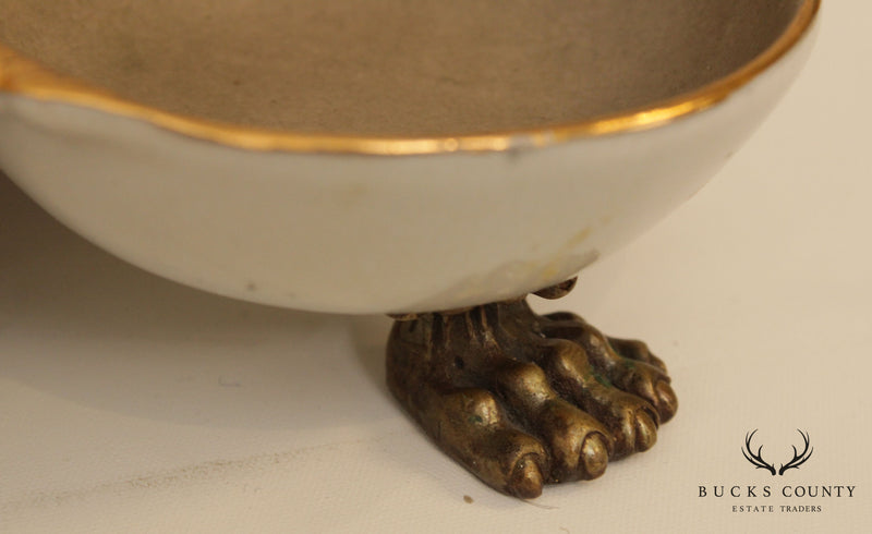 Castalian Porcelain Brass Claw Foot Serving Dish