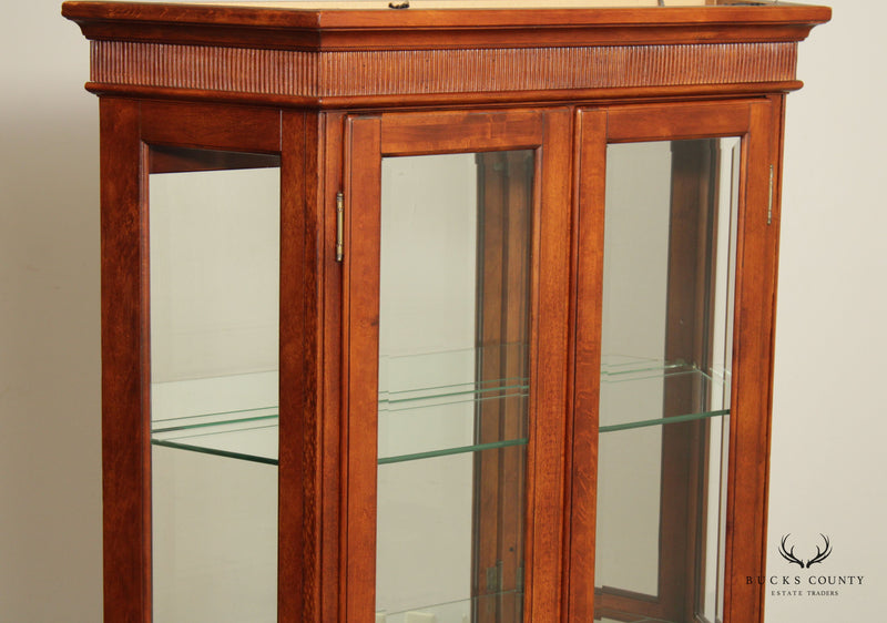 Regency Style Cherry and Glass Illuminated Curio Display Cabinet