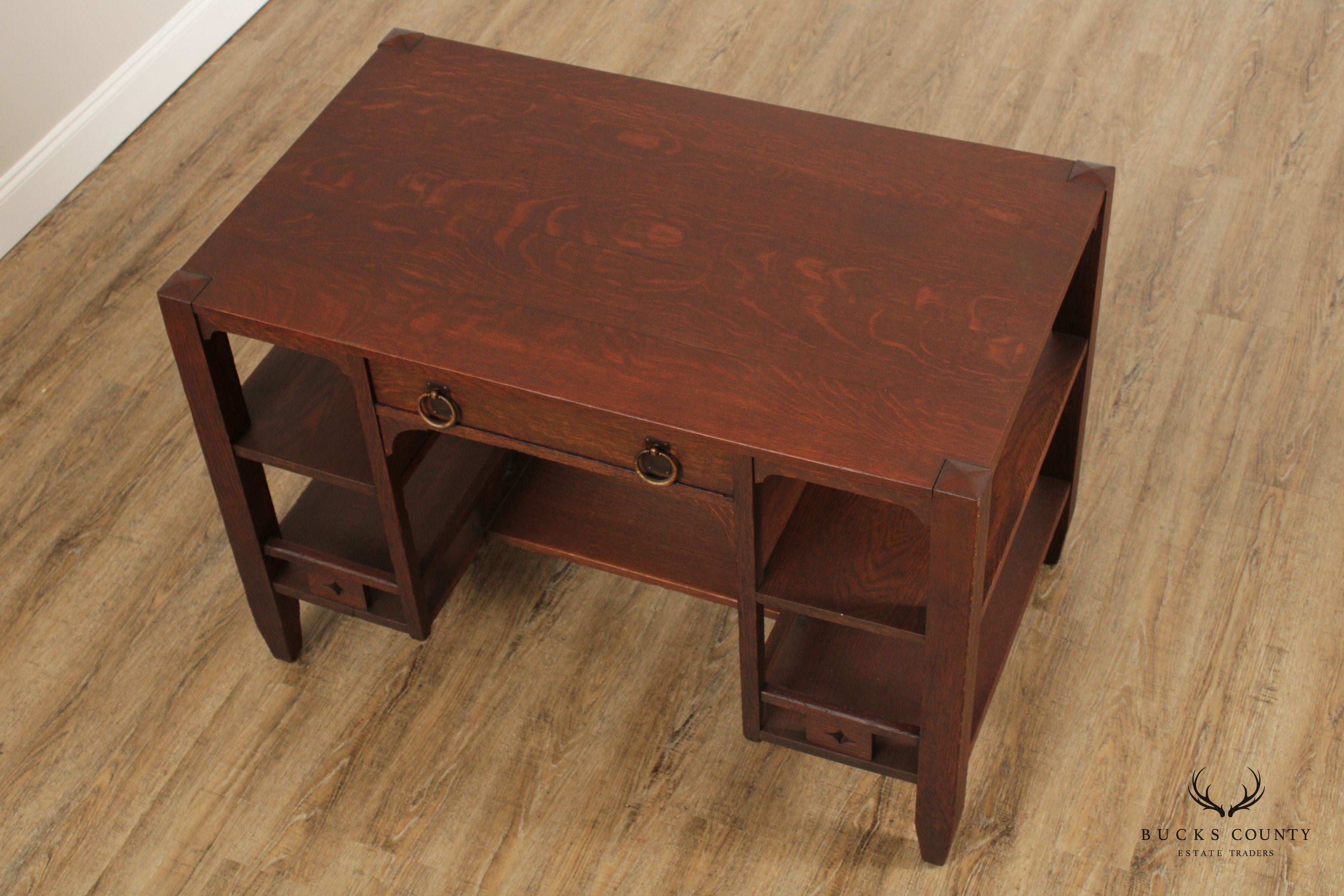 Mission Oak One-Drawer Library Table Writing Desk