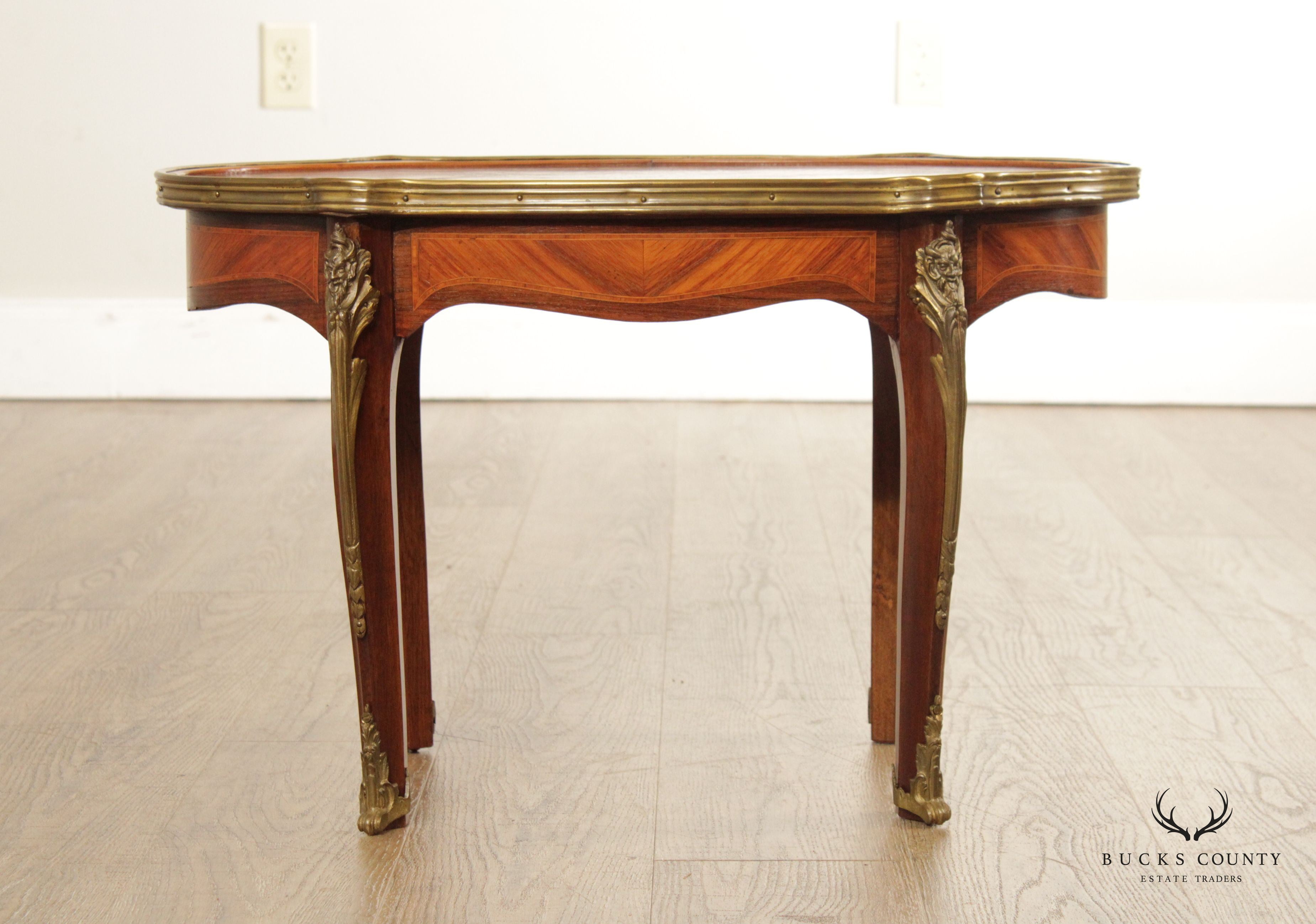 French Louis XV Marquetry Inlaid Cocktail Table