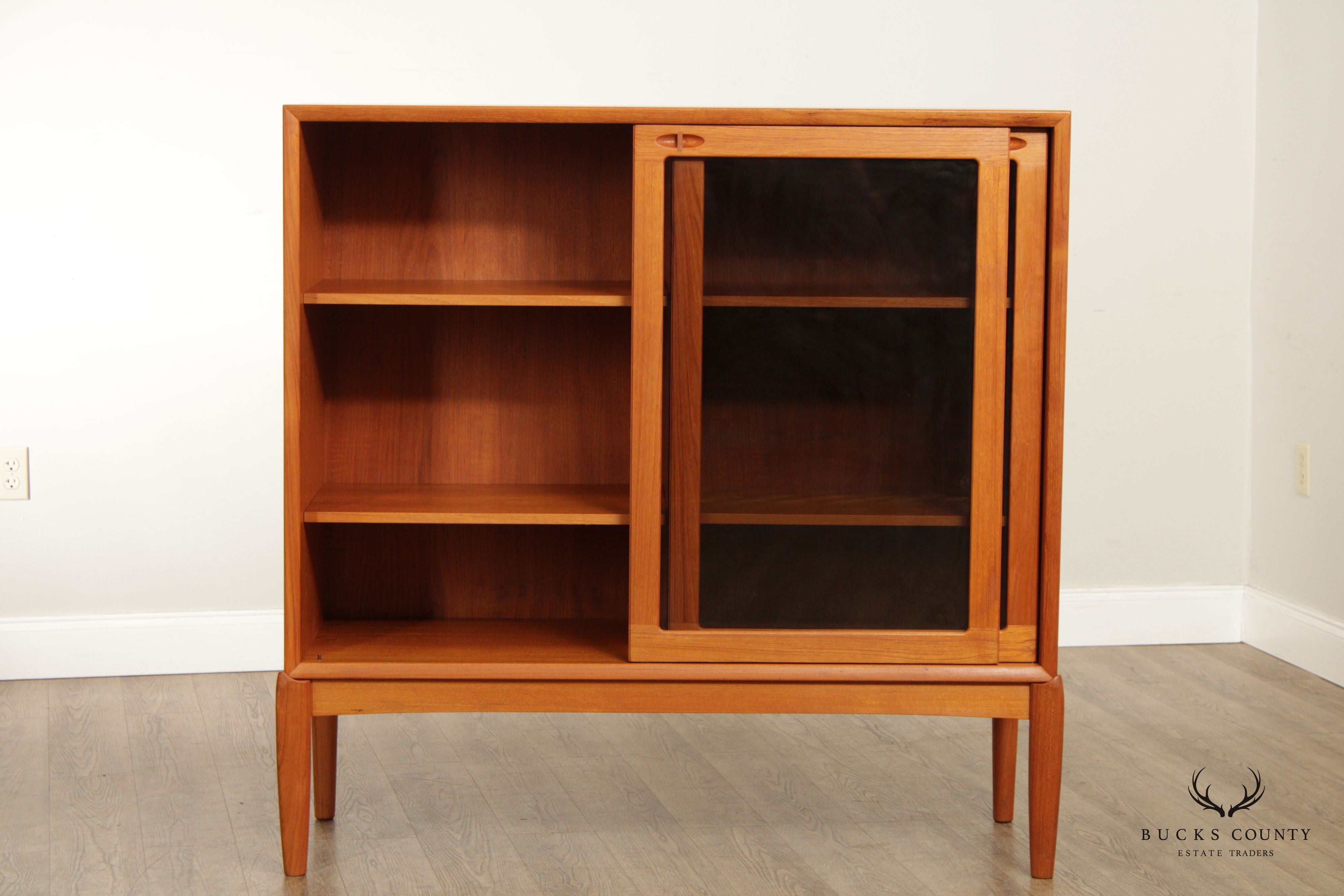 Henry Walter Klein for Bramin Danish Modern Glass Door Teak Bookcase