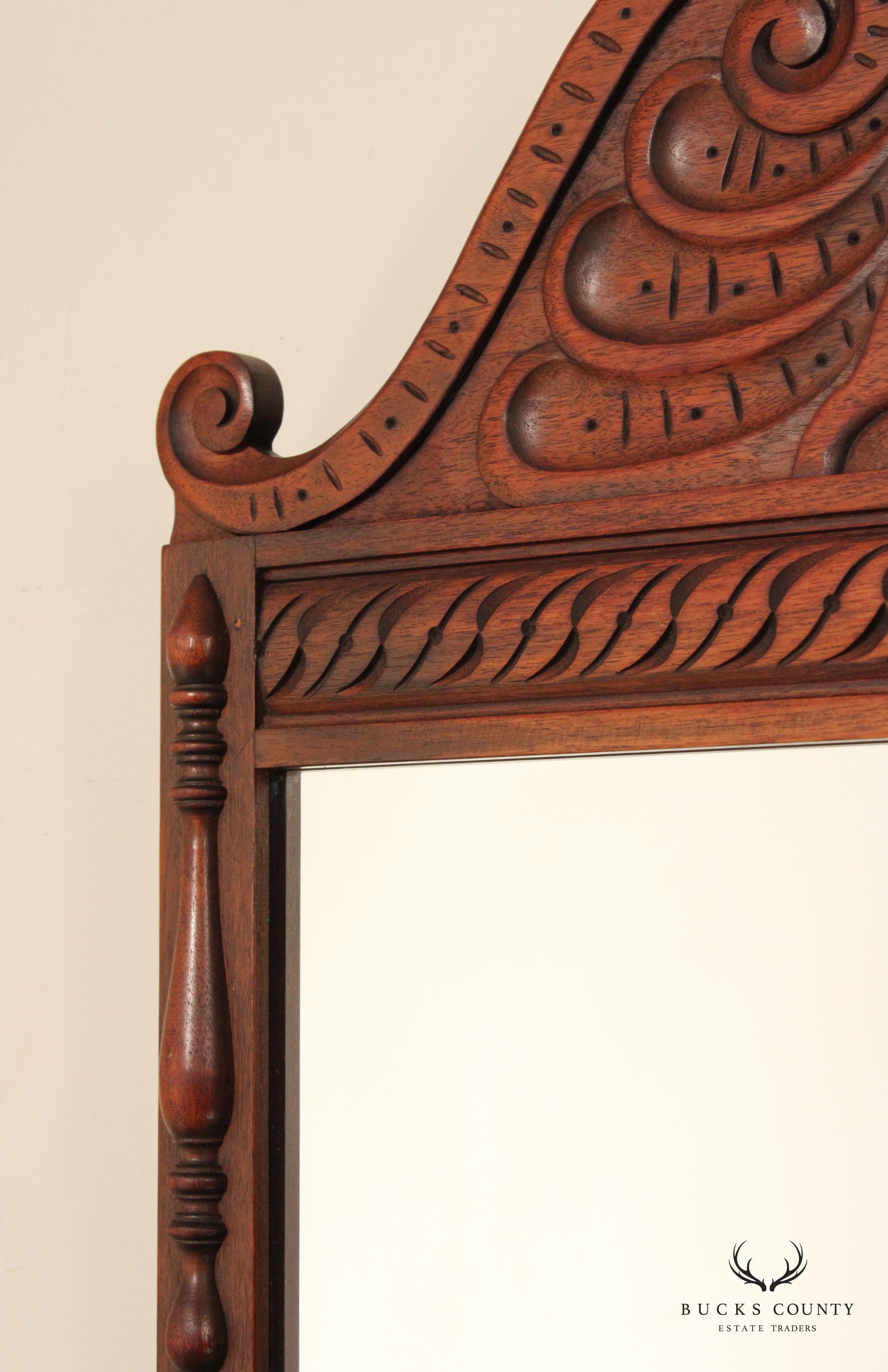 Kittinger Jacobean Style Walnut Carved Dresser Mirror