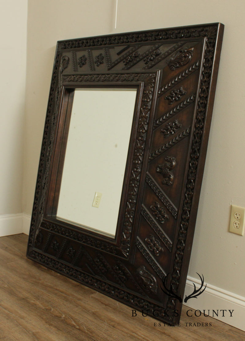 Henredon Ralph Lauren Large Carved Wood Frame Antique Mirror