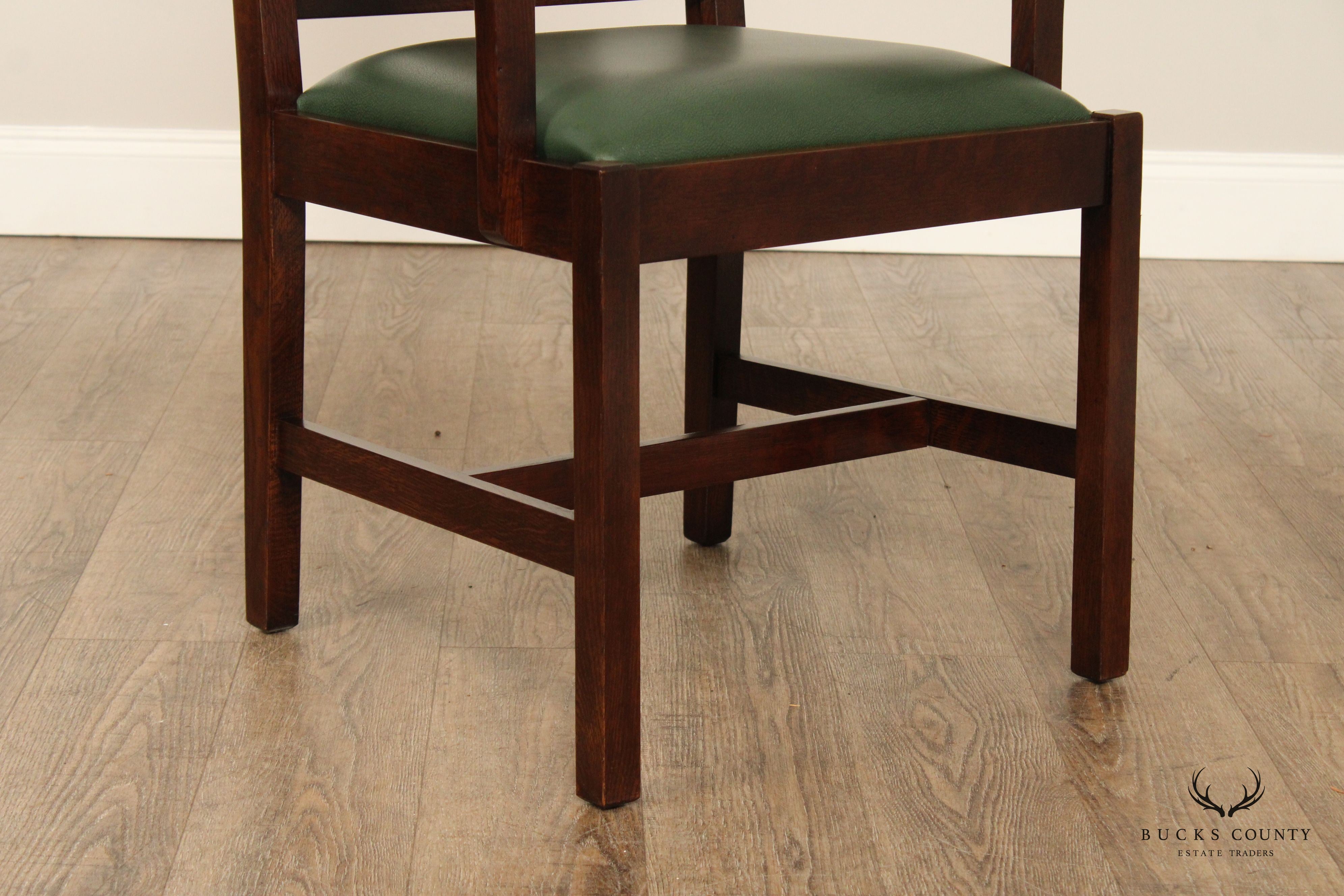 Stickley Mission Collection Set of Four Oak Spindle Dining Chairs