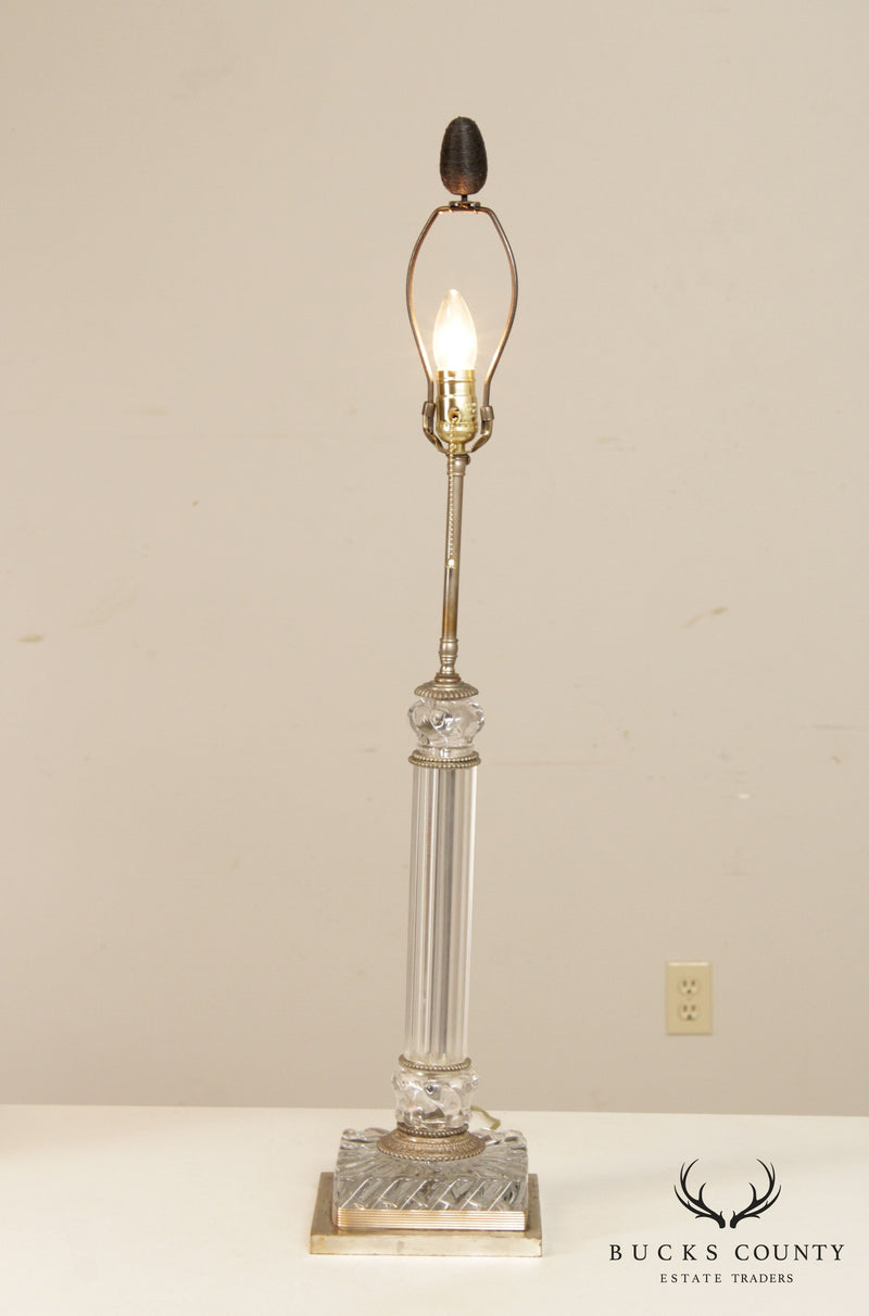 Hollywood Regency Style Glass Column Table Lamp