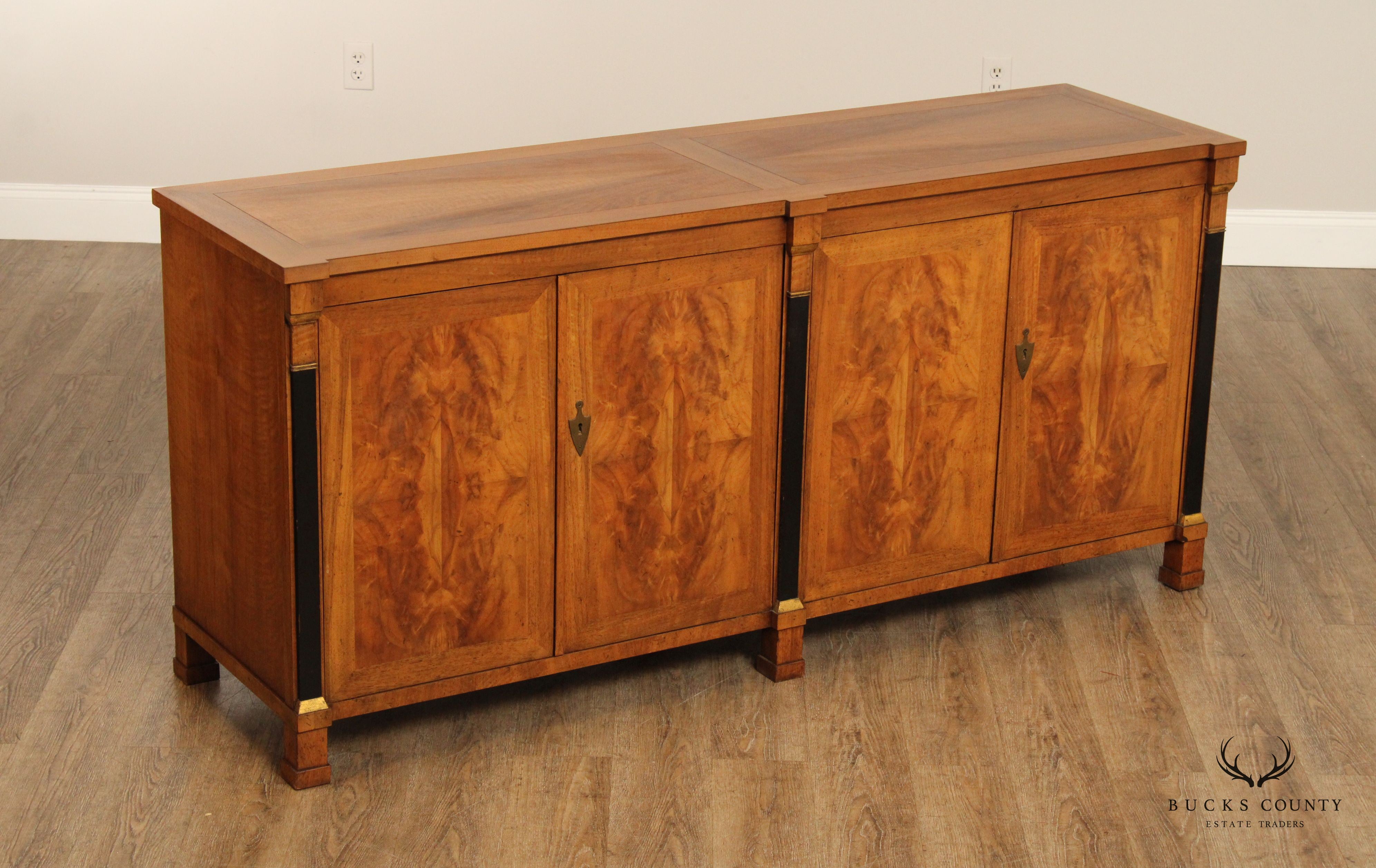 Baker Biedermeier Style Vintage Walnut Buffet Sideboard