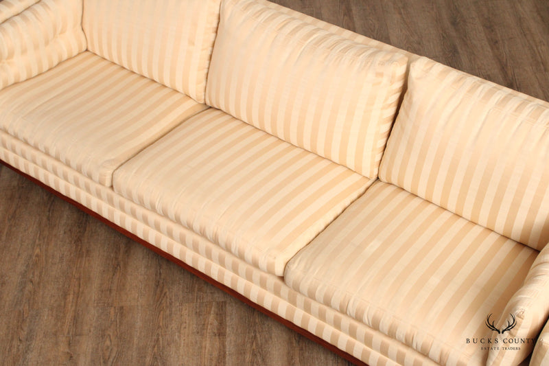Danish Modern Teak Frame Custom Upholstered Three-Seat Sofa
