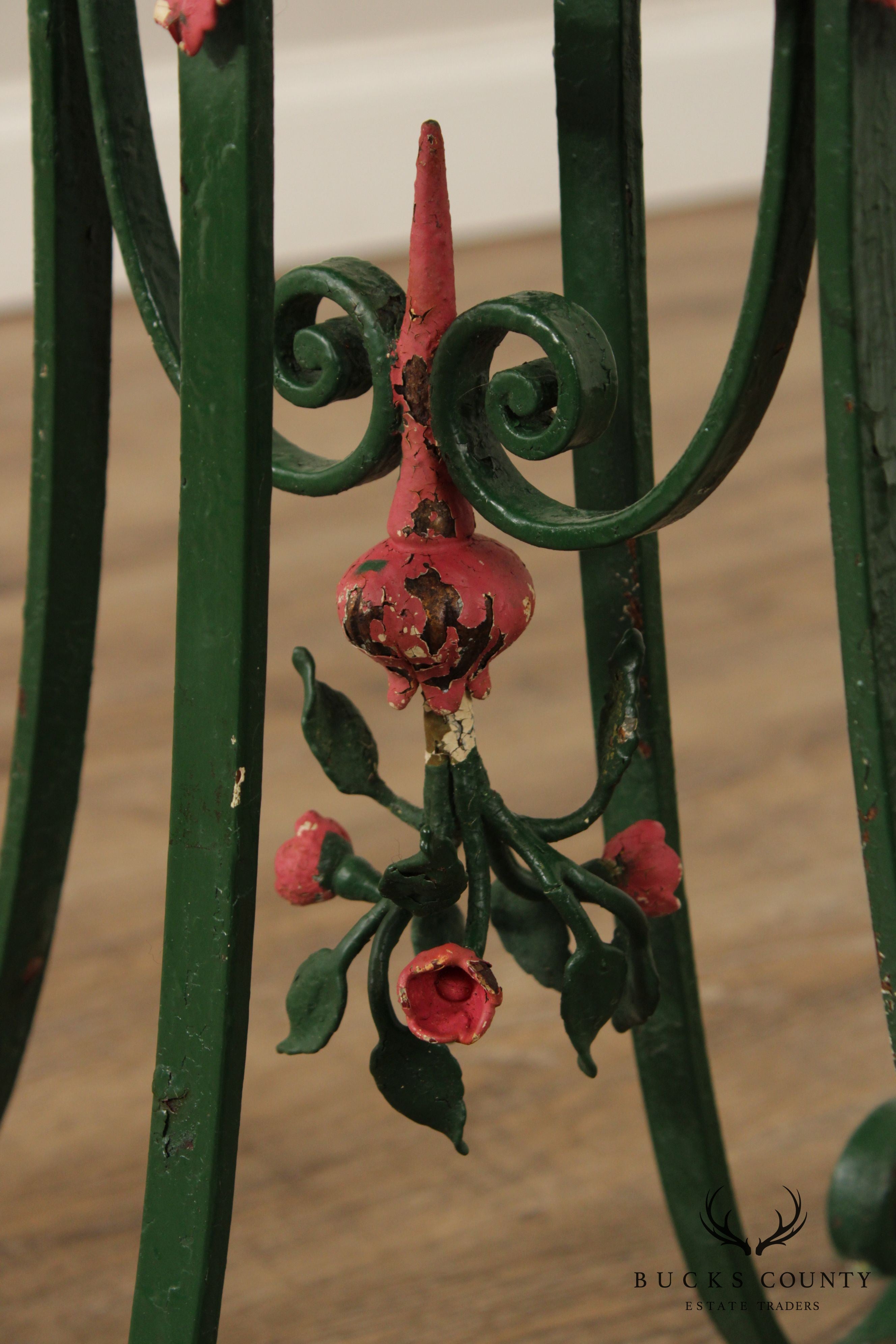 Vintage Wrought Iron Granite Top Garden Table