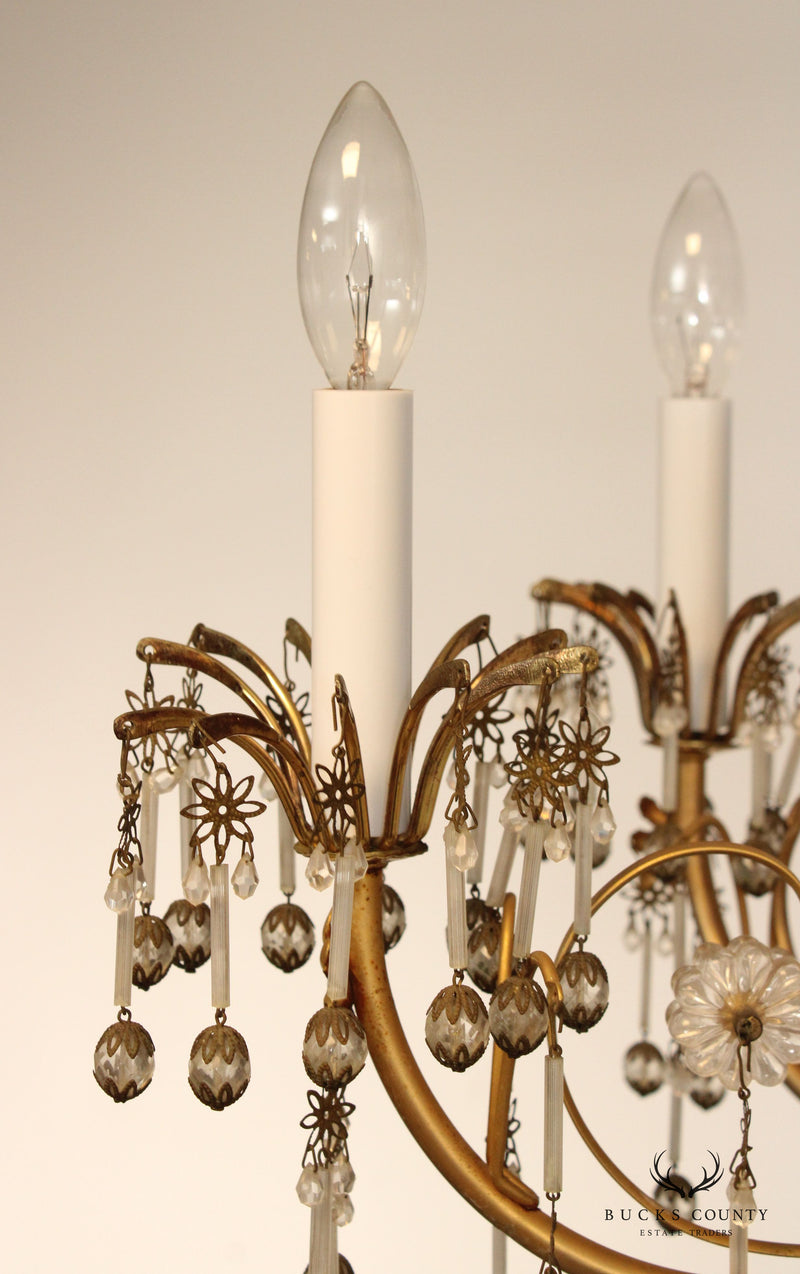 French Art Nouveau Style Seven Bulb Crystal Chandelier