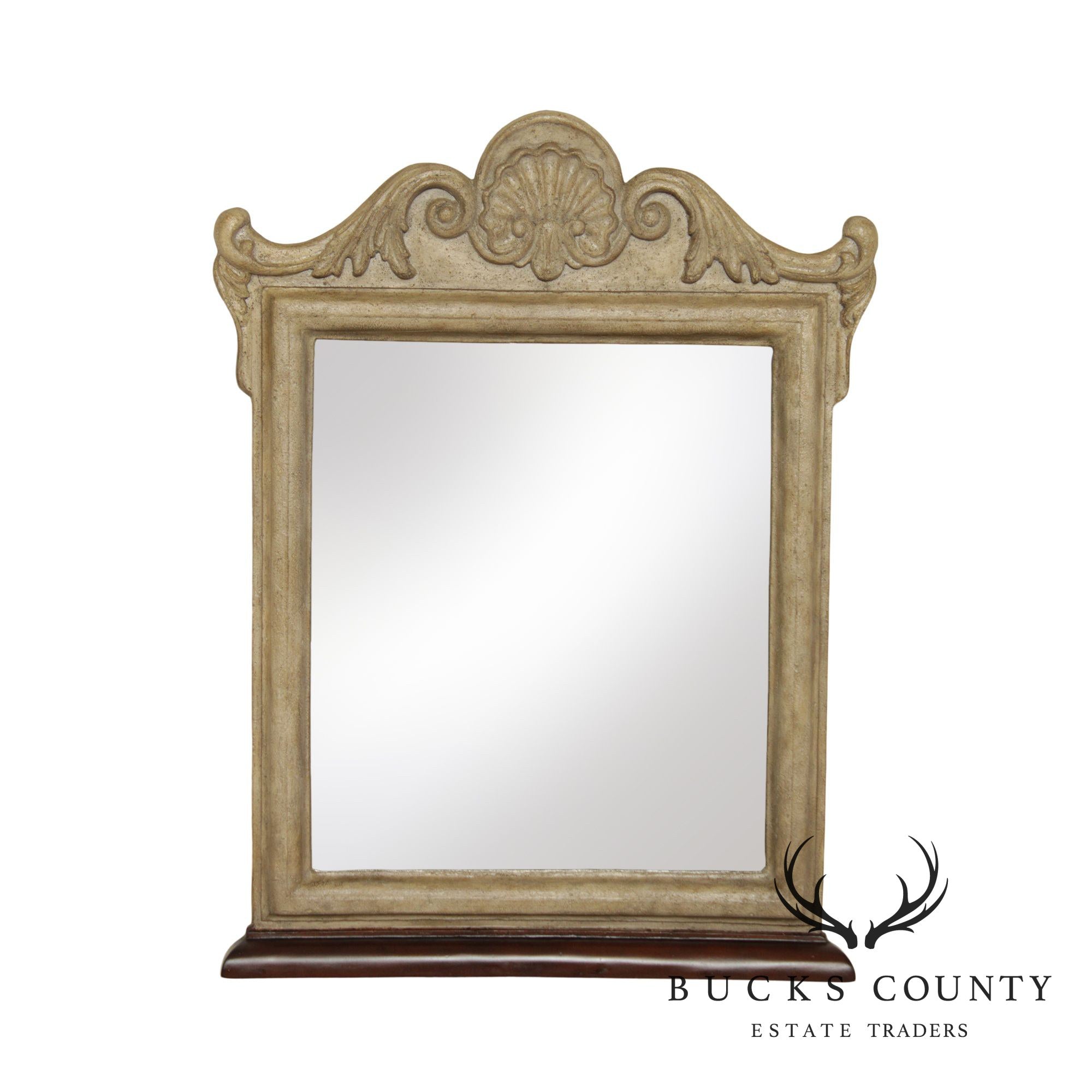 French Louis XV Style Faux Stone Wall Mirror (A)