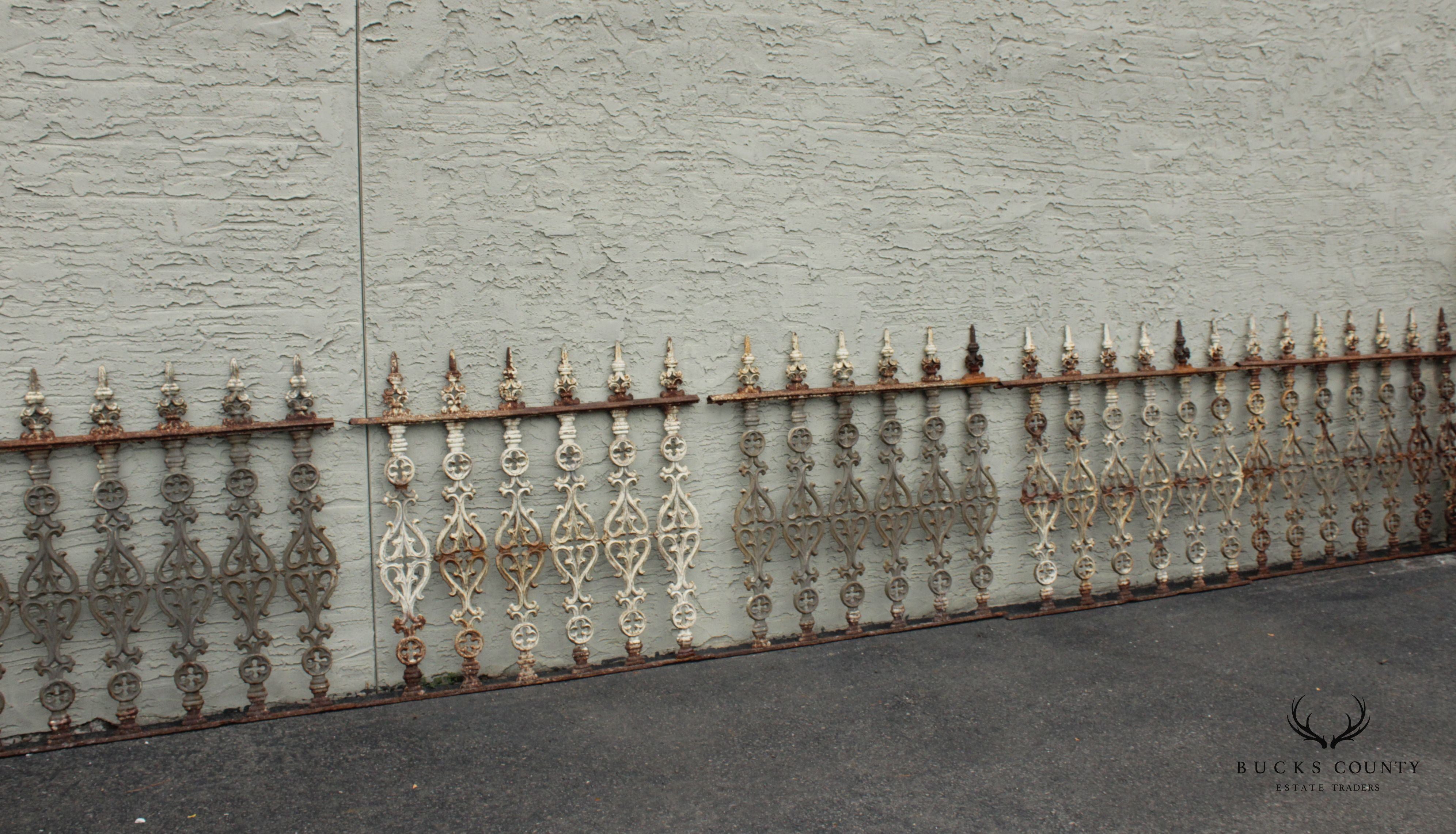 Antique Late 19th Century Gothic Revival Set of Five Cast Iron Fence Sections