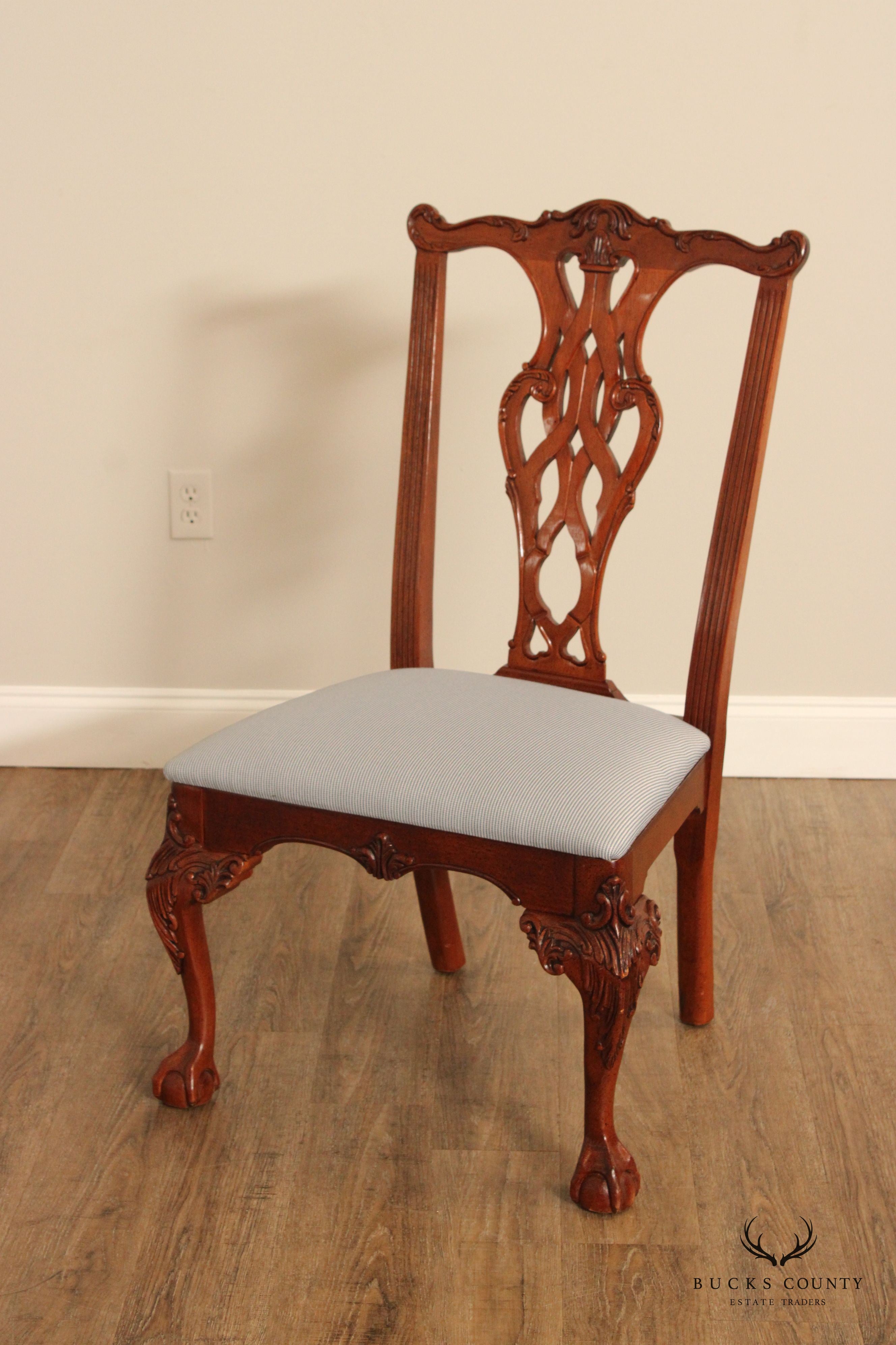 Stanley Chippendale Style Set of Eight Mahogany Ball and Claw Dining Chairs