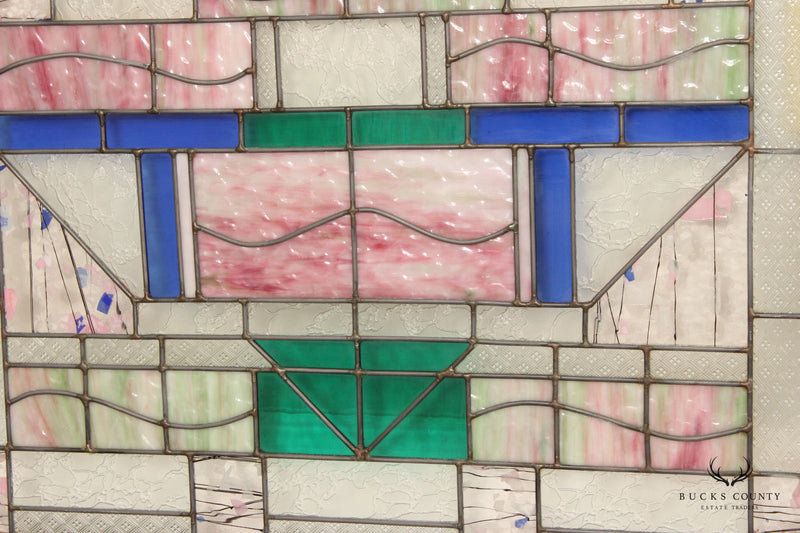 Arts and Crafts Style Stained Glass Panel or Transom