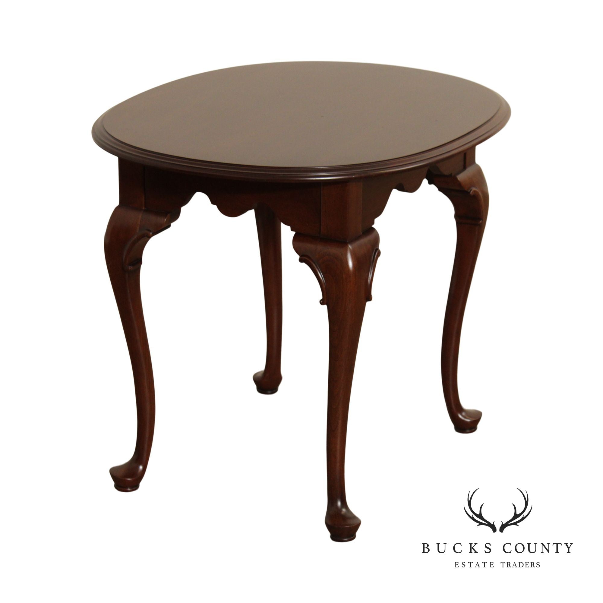 Ethan Allen 'Georgian Court' Queen Anne Style Carved Cherry End Table