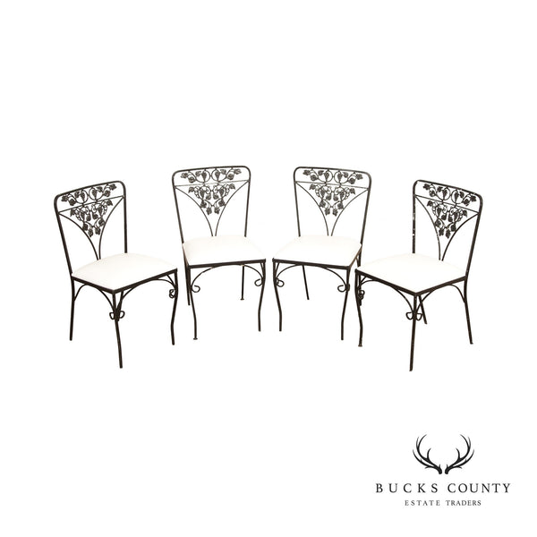 Woodard Set of Four Wrought Iron 'Grapes and Vines' Outdoor Dining Chairs