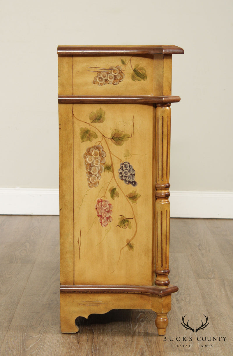 Paint Decorated Two Door Cabinet with Grape and Fruit Design