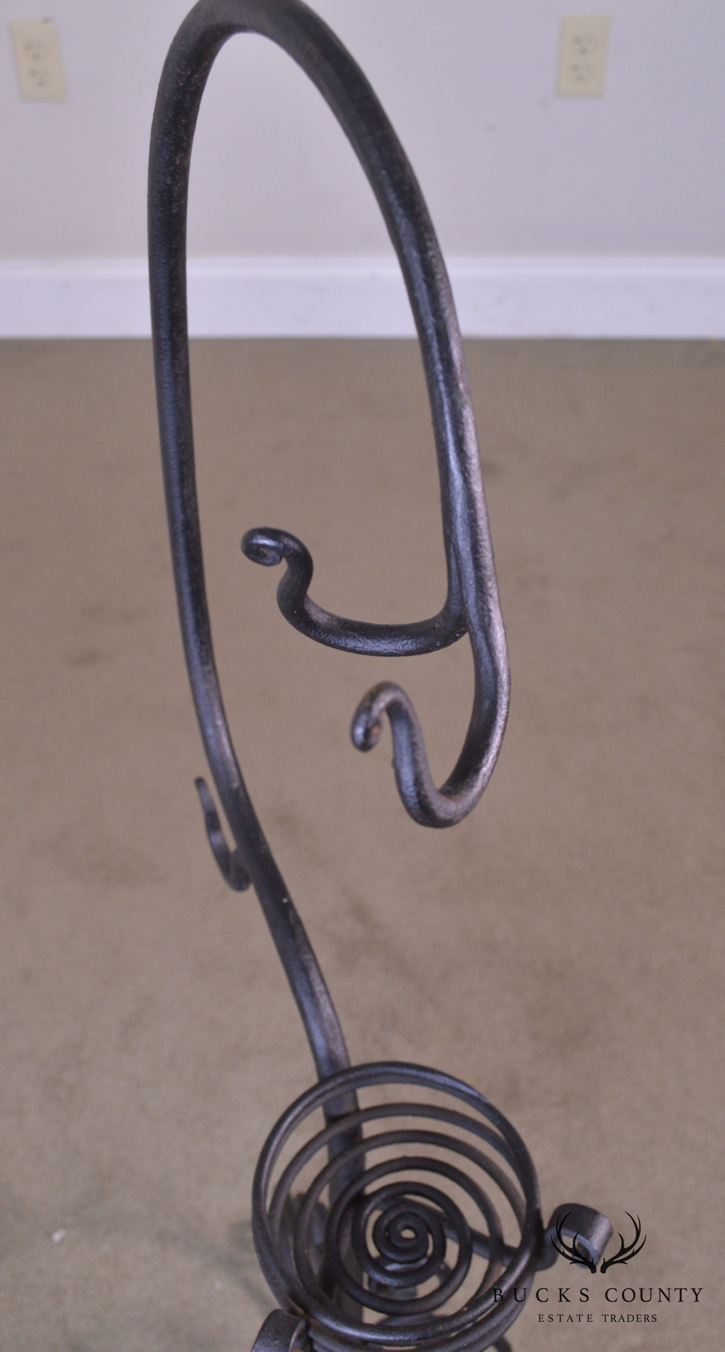 Antique Hand Wrought Iron Tea Kettle Stand