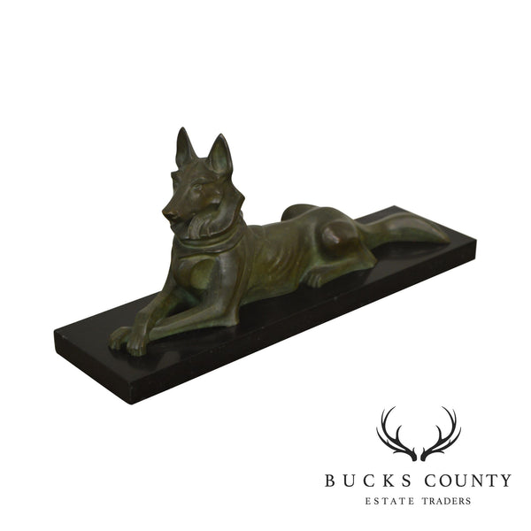 Art Deco Bronze German Shepherd Dog Sculpture