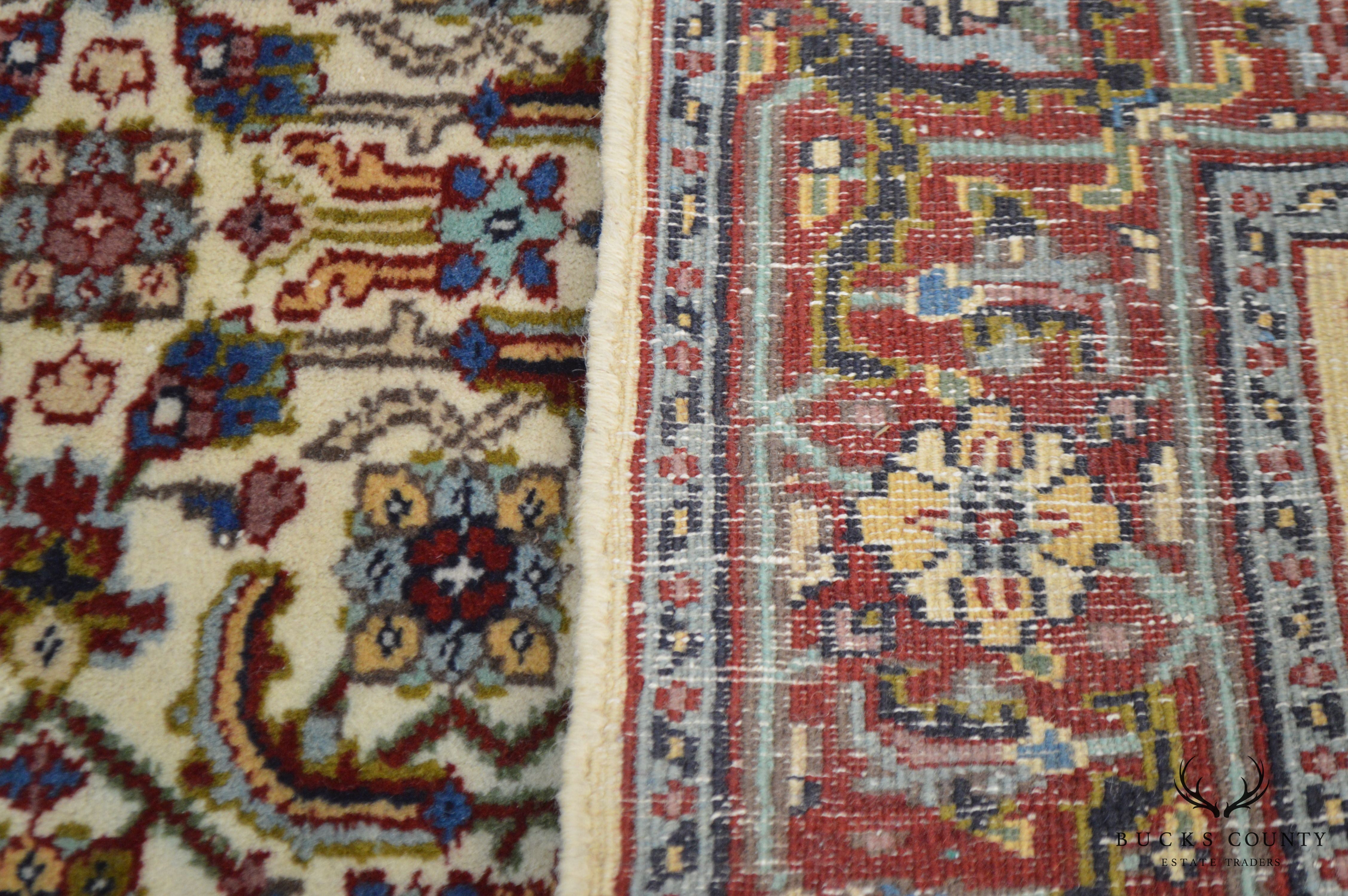 Hand Tied Red, Blue and Tan Area Throw Rug