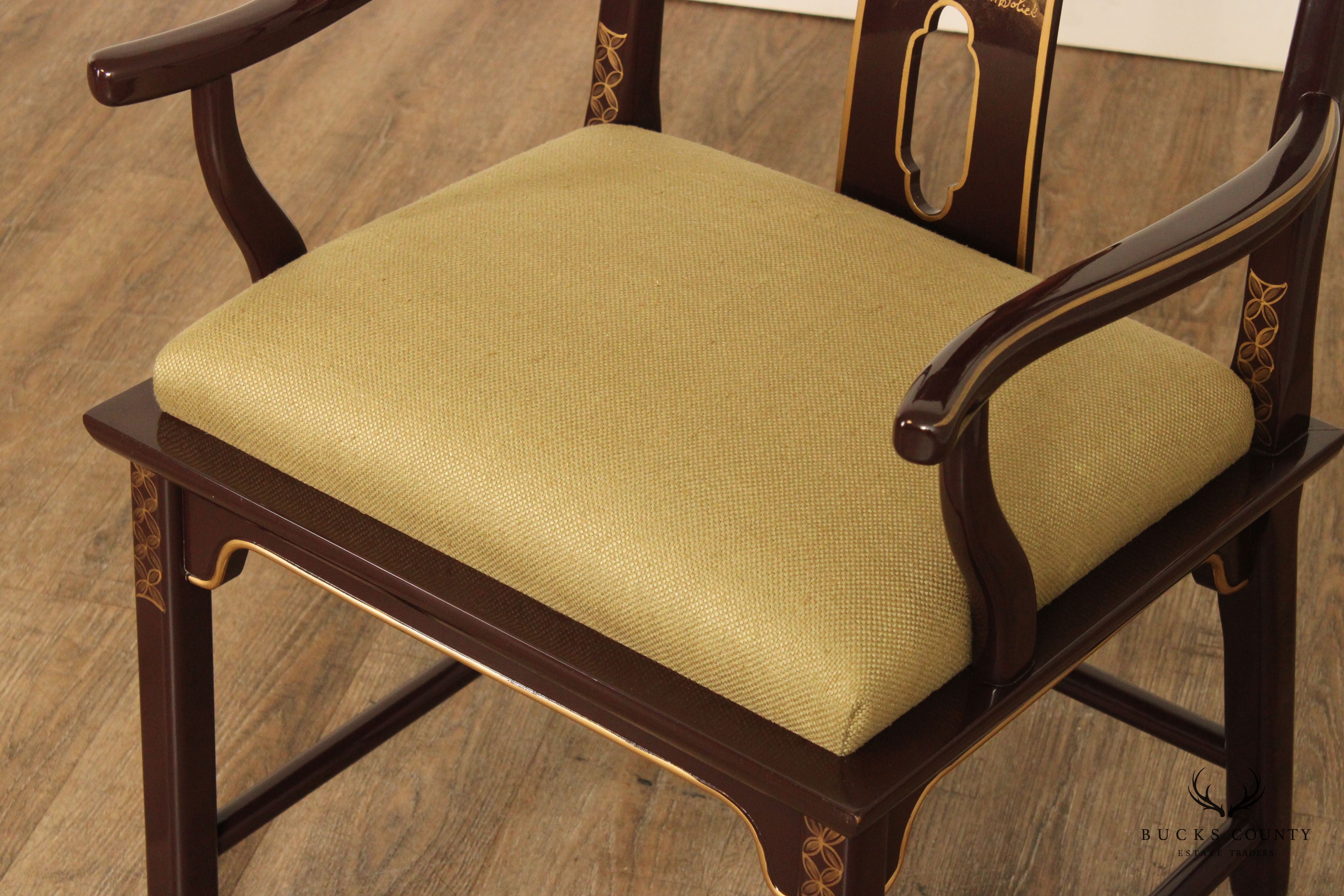 Traditional Asian Style Yoke Back Dining Armchair