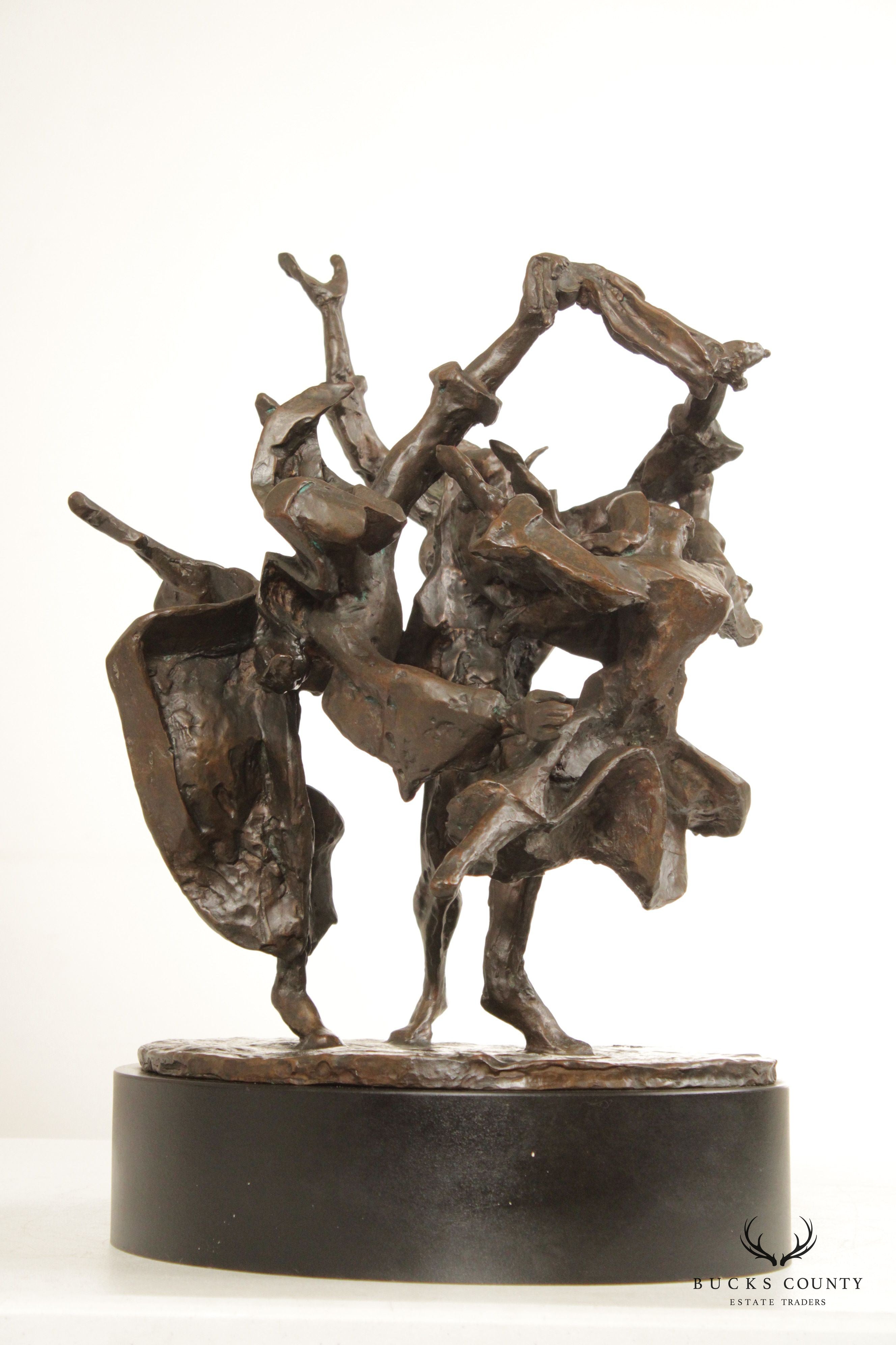 Laura Goodman Abstract Dancing Figures Bronze Sculpture