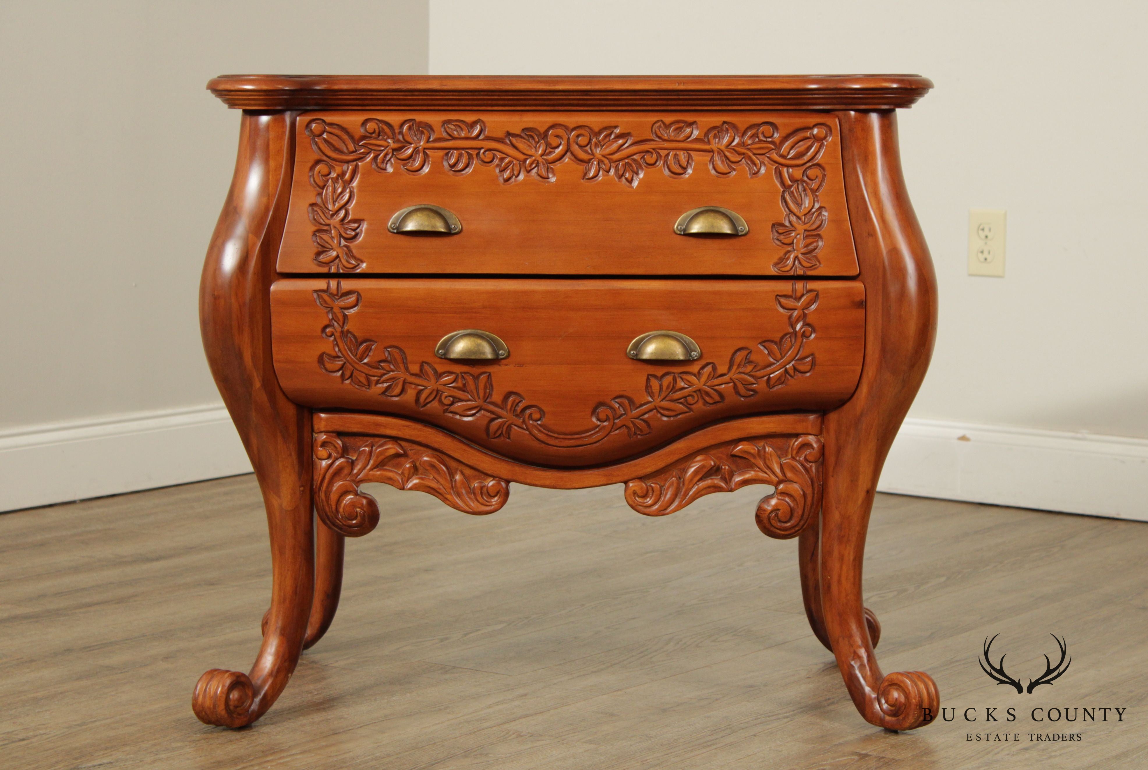 French Louis XV Style Cherry Bombe Chest